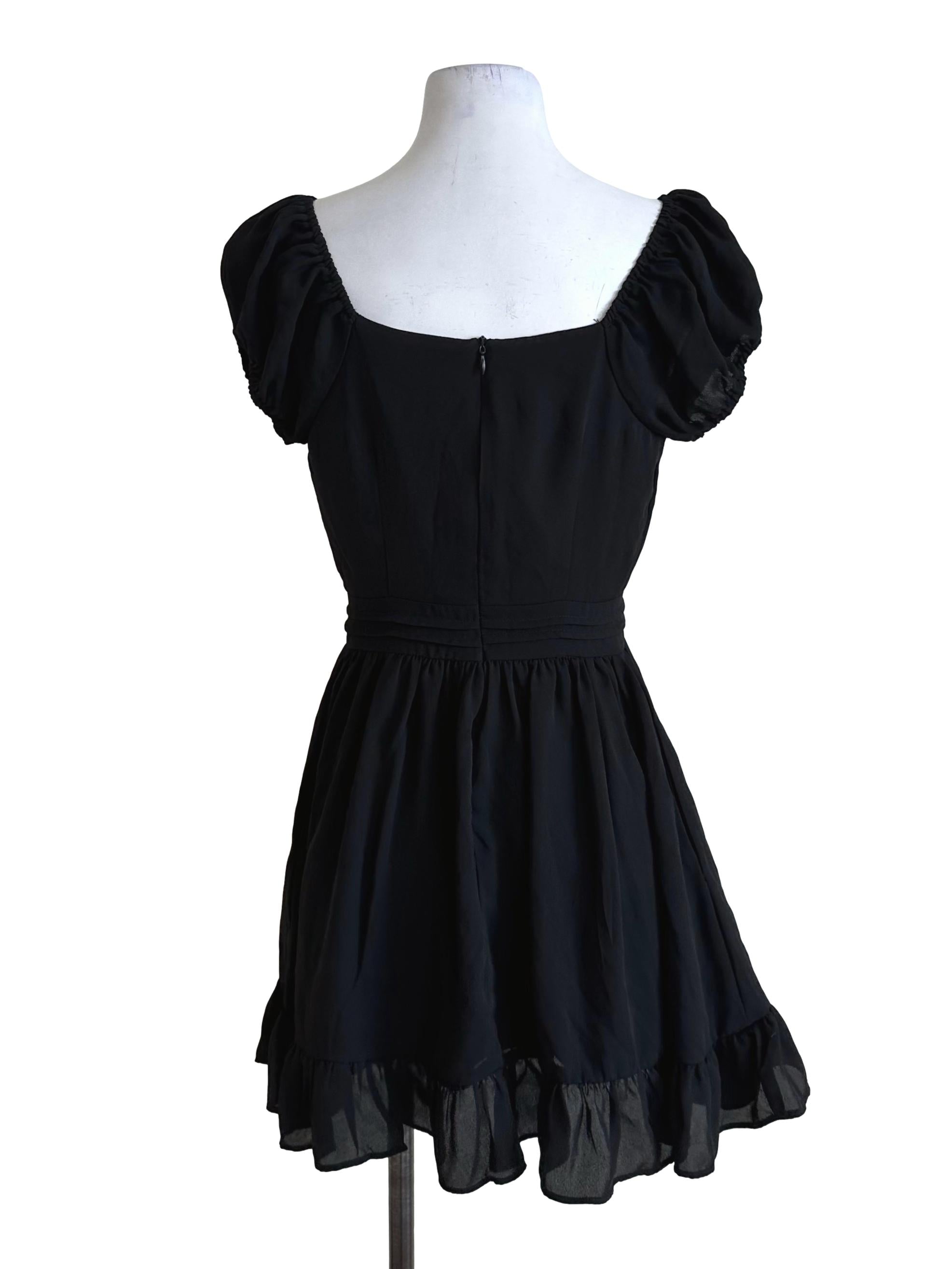 Raven Black Ruffle A Line Dress