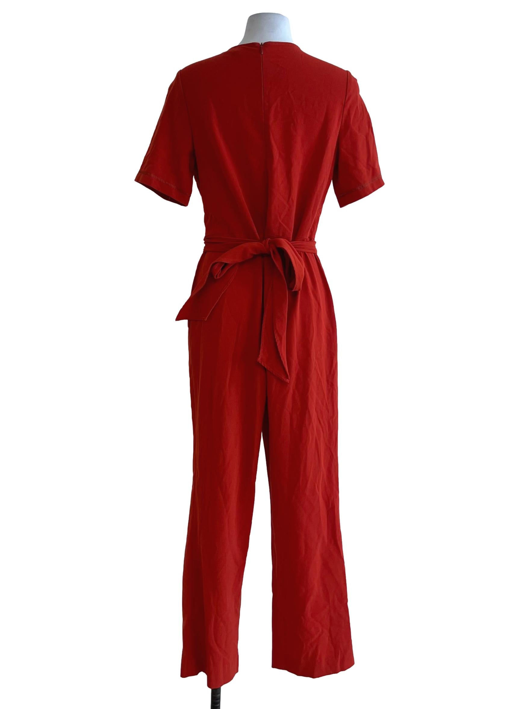 Orange Jewel Neckline Jumpsuit