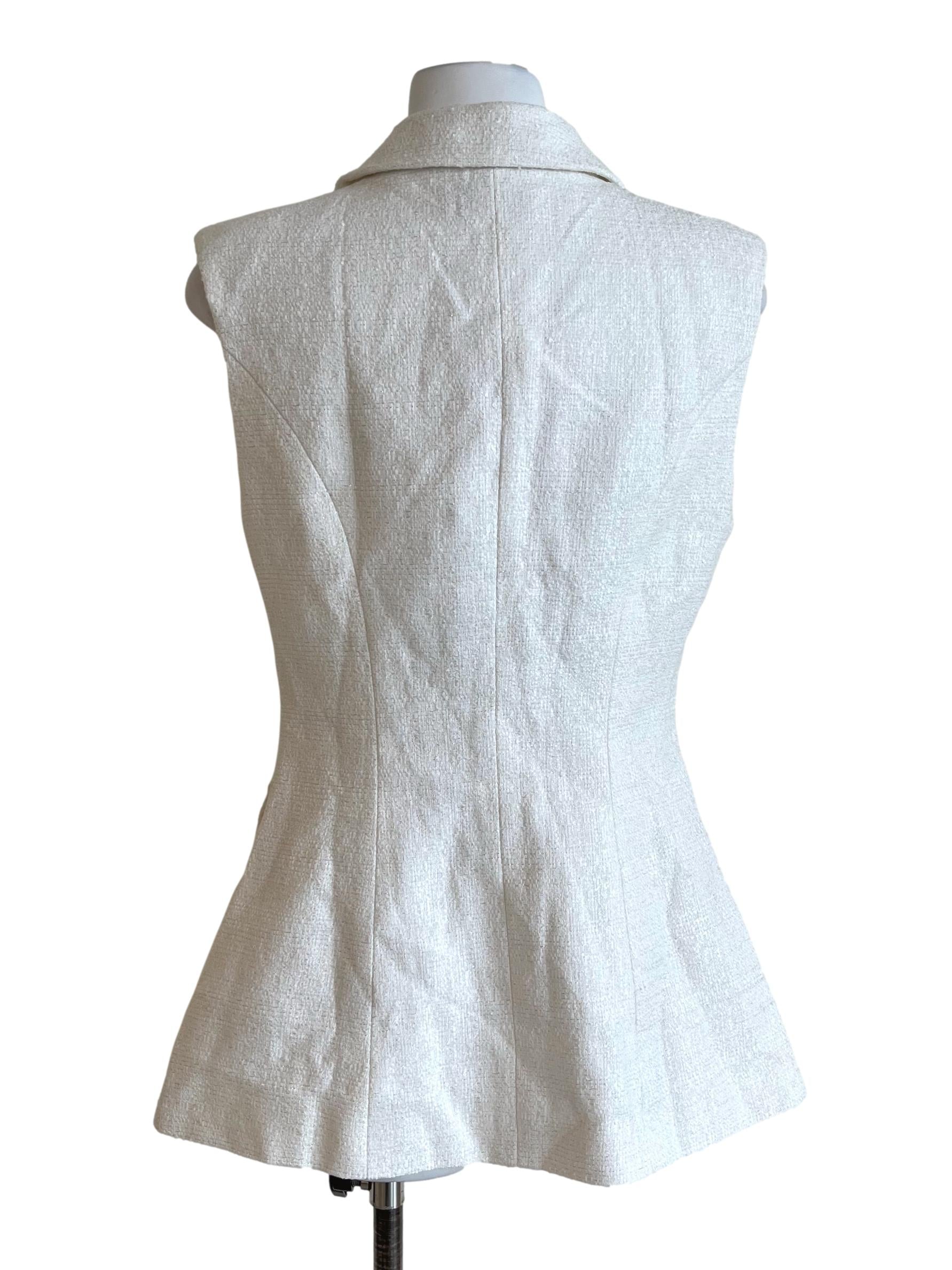 Pearl White Tweed Vest