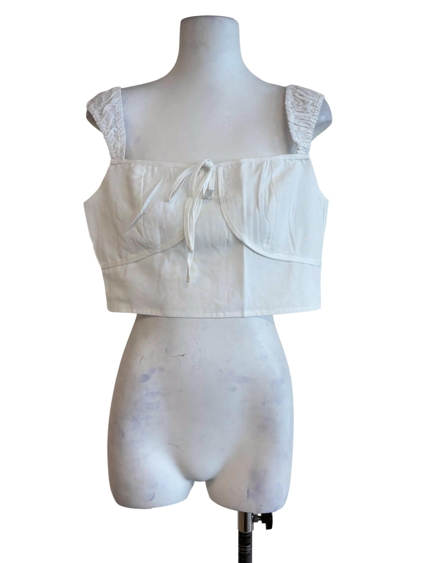 White Zador Ruched Strap Crop Top