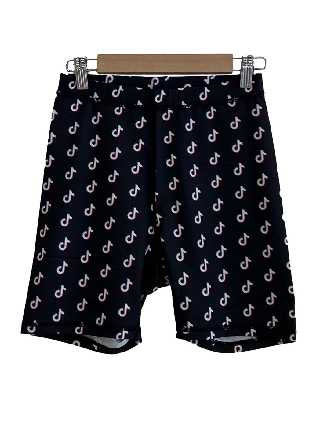 Black Tiktok Printed Bike Shorts