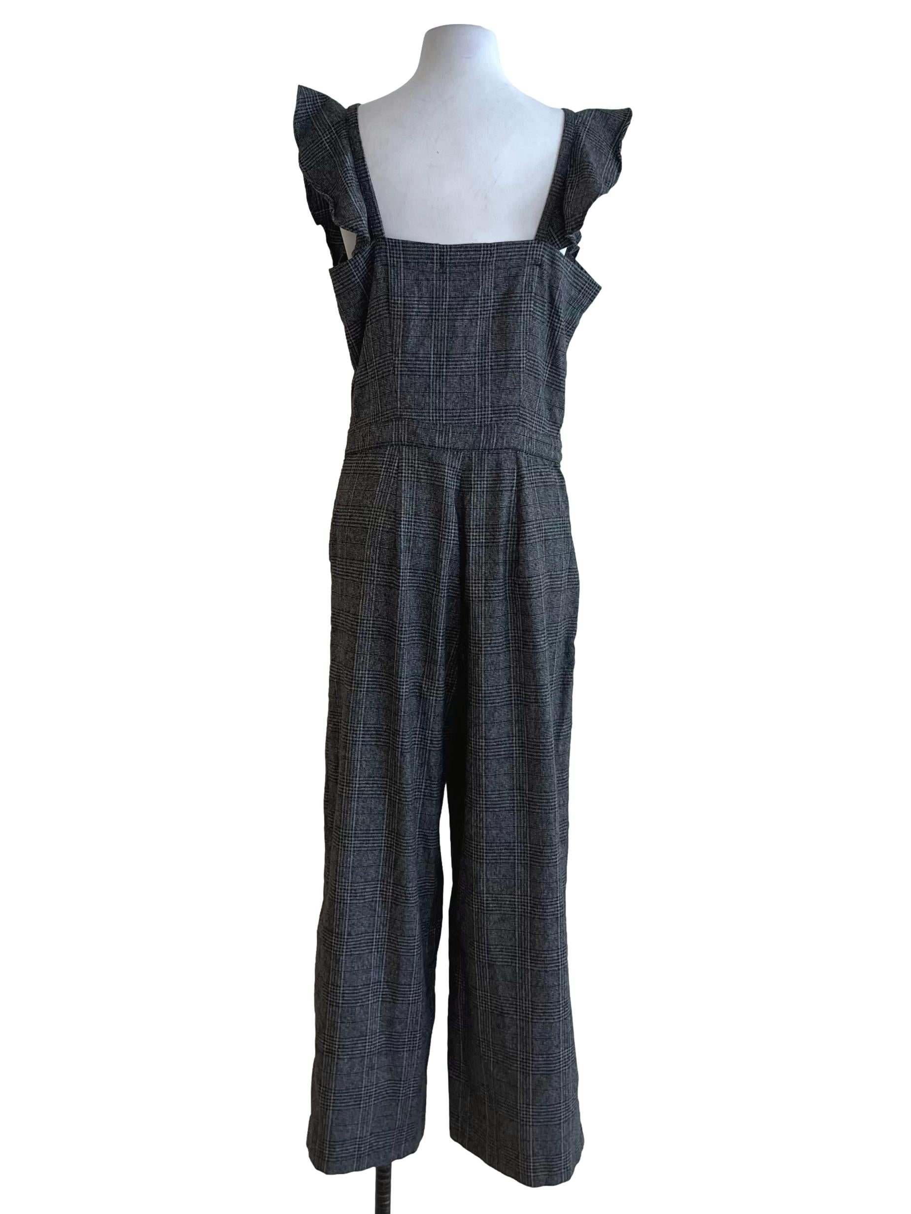 Black Tattersall Ruffle Jumpsuit