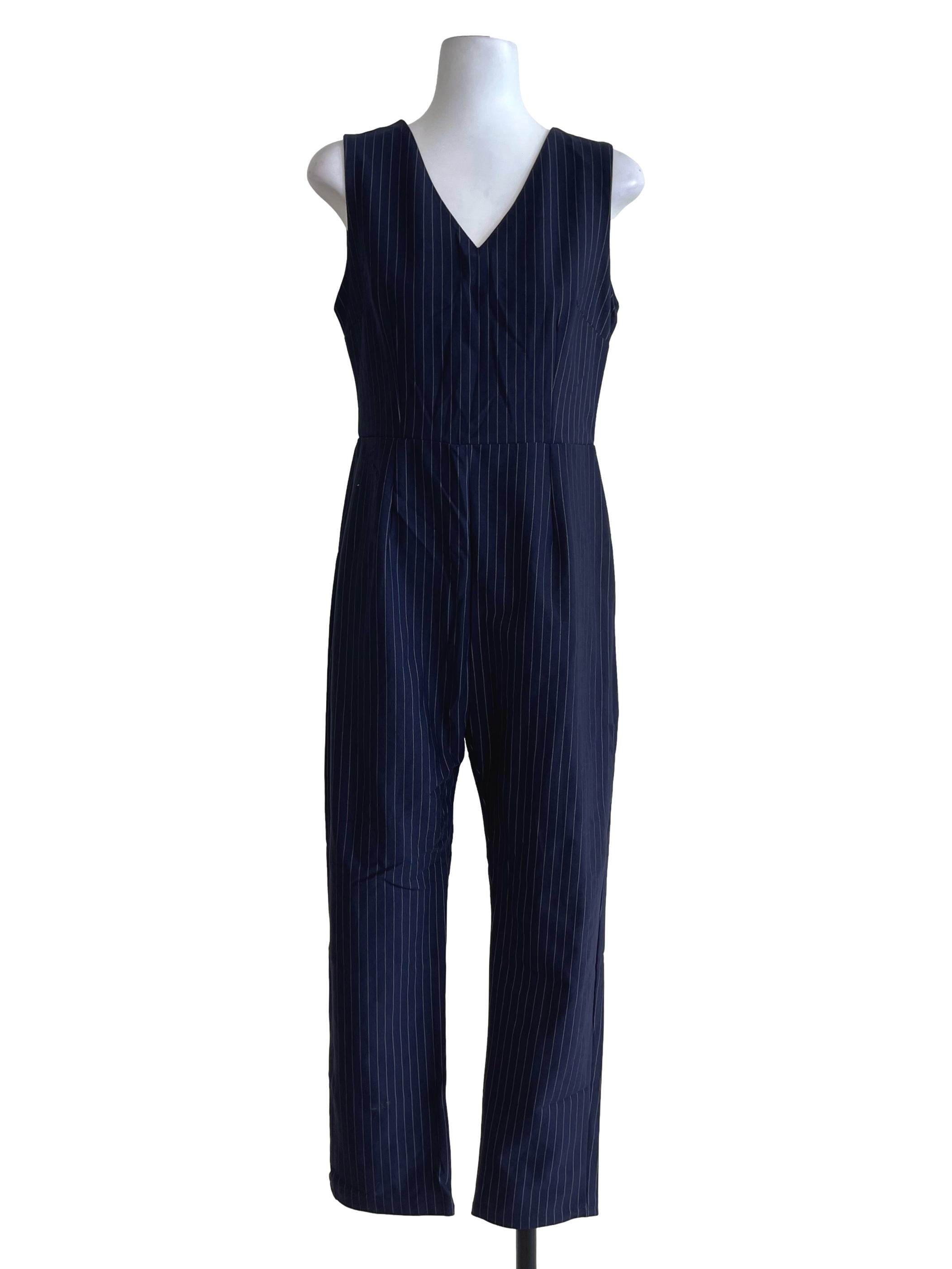 Navy Blue Stripes Jumpsuit