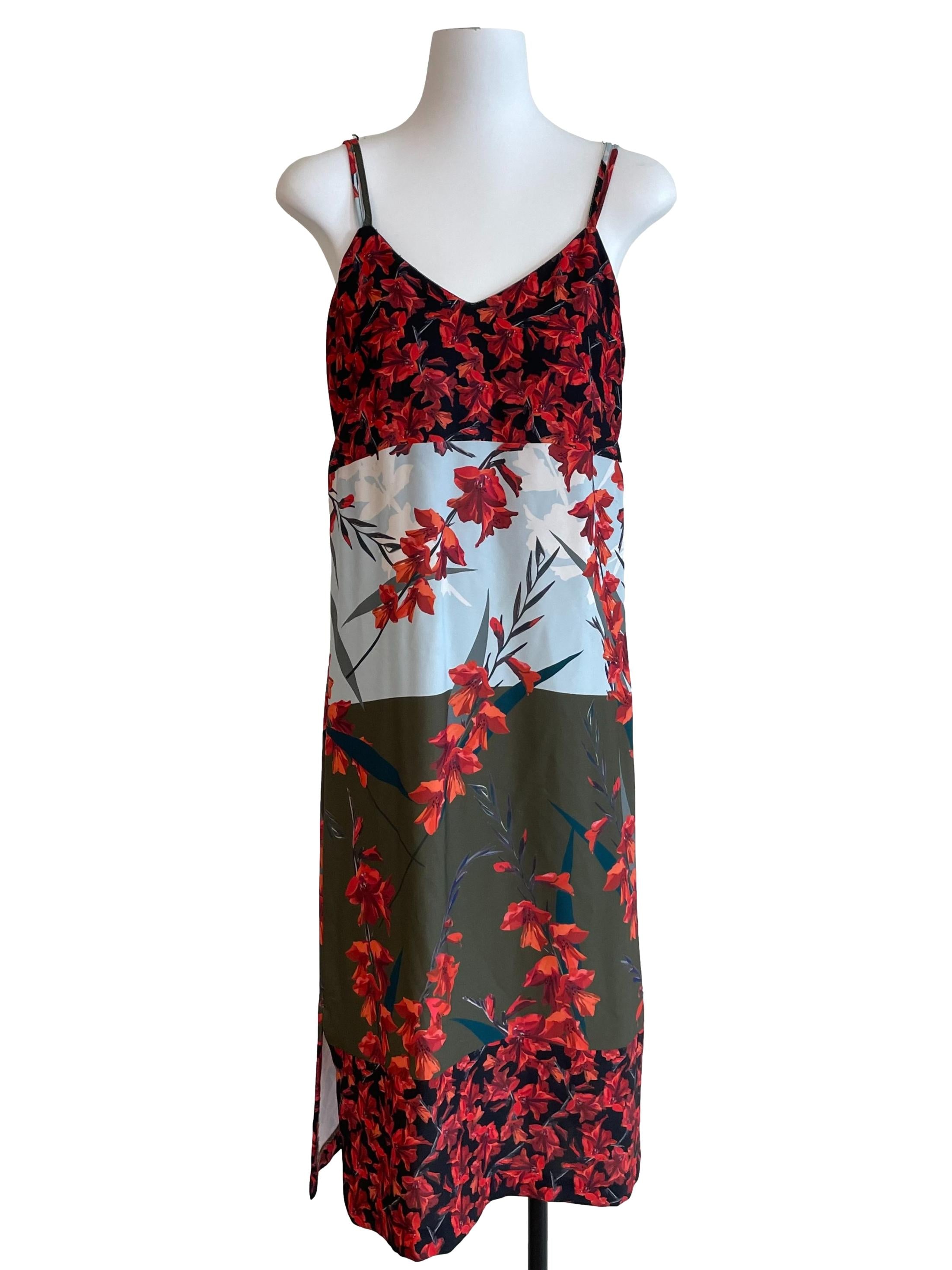 Multicolor Floral Lace Back Cami Dress