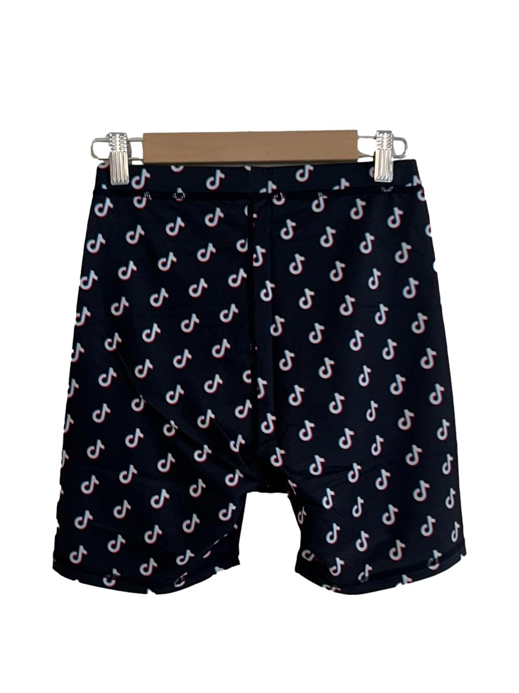 Black Tiktok Printed Bike Shorts