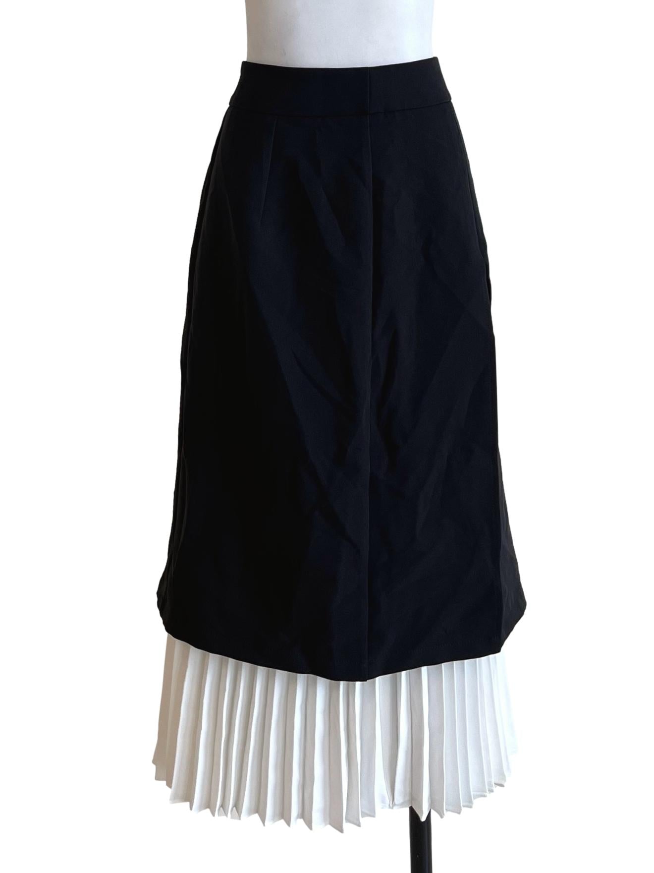Ink Black Draped Pleated Skirt