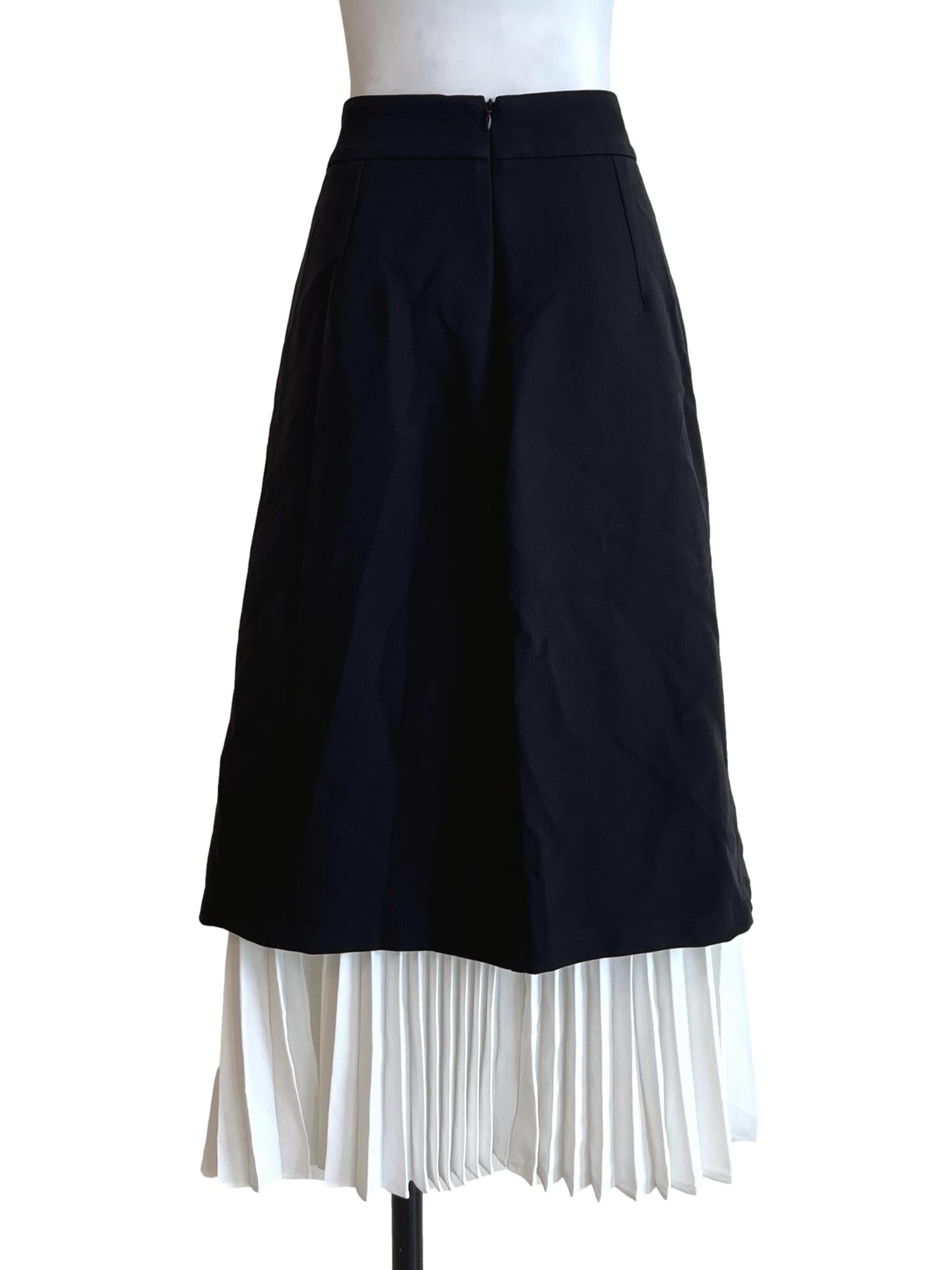 Ink Black Draped Pleated Skirt