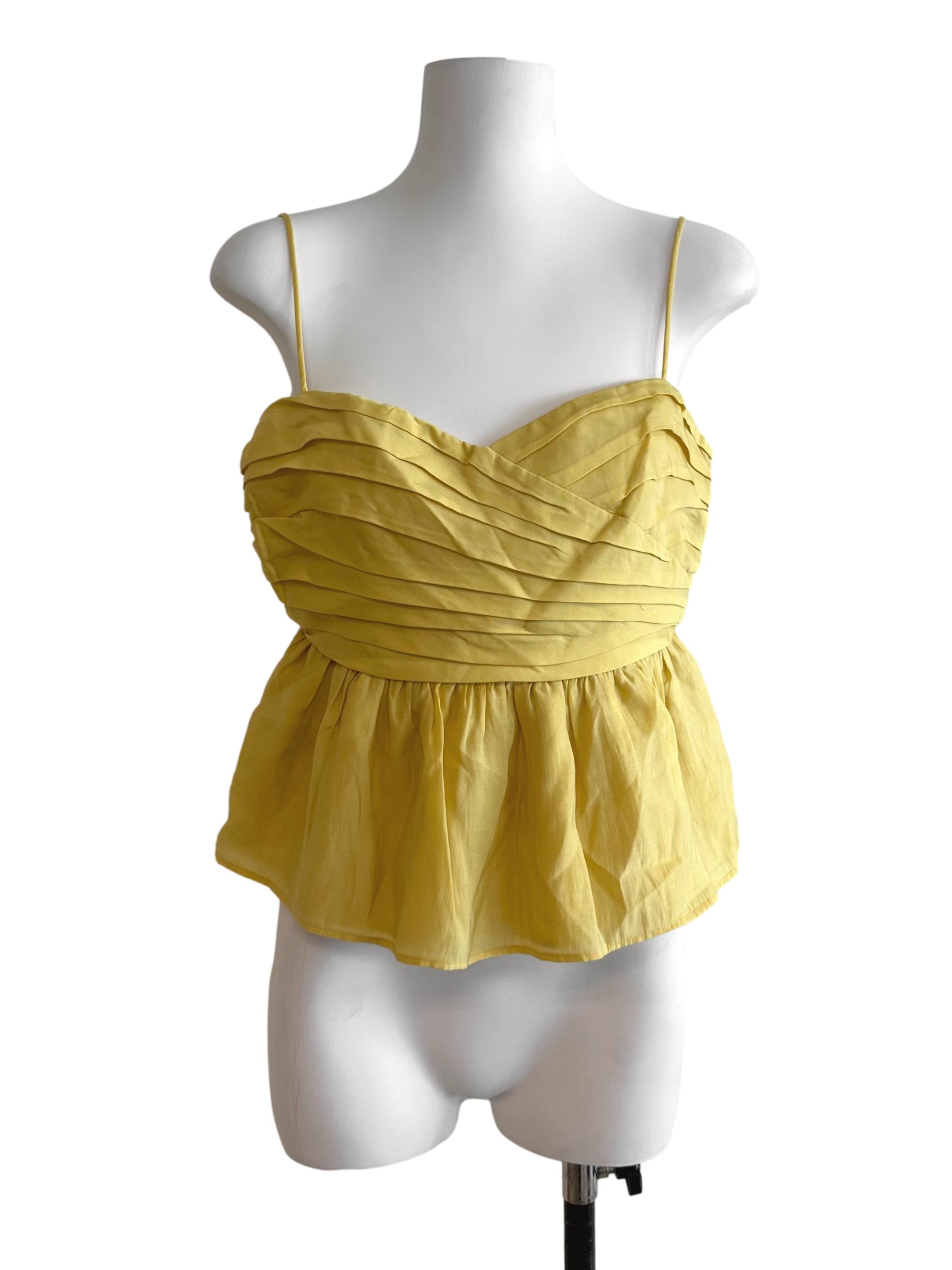 Mustard Yellow Pleated Peplum Top LB
