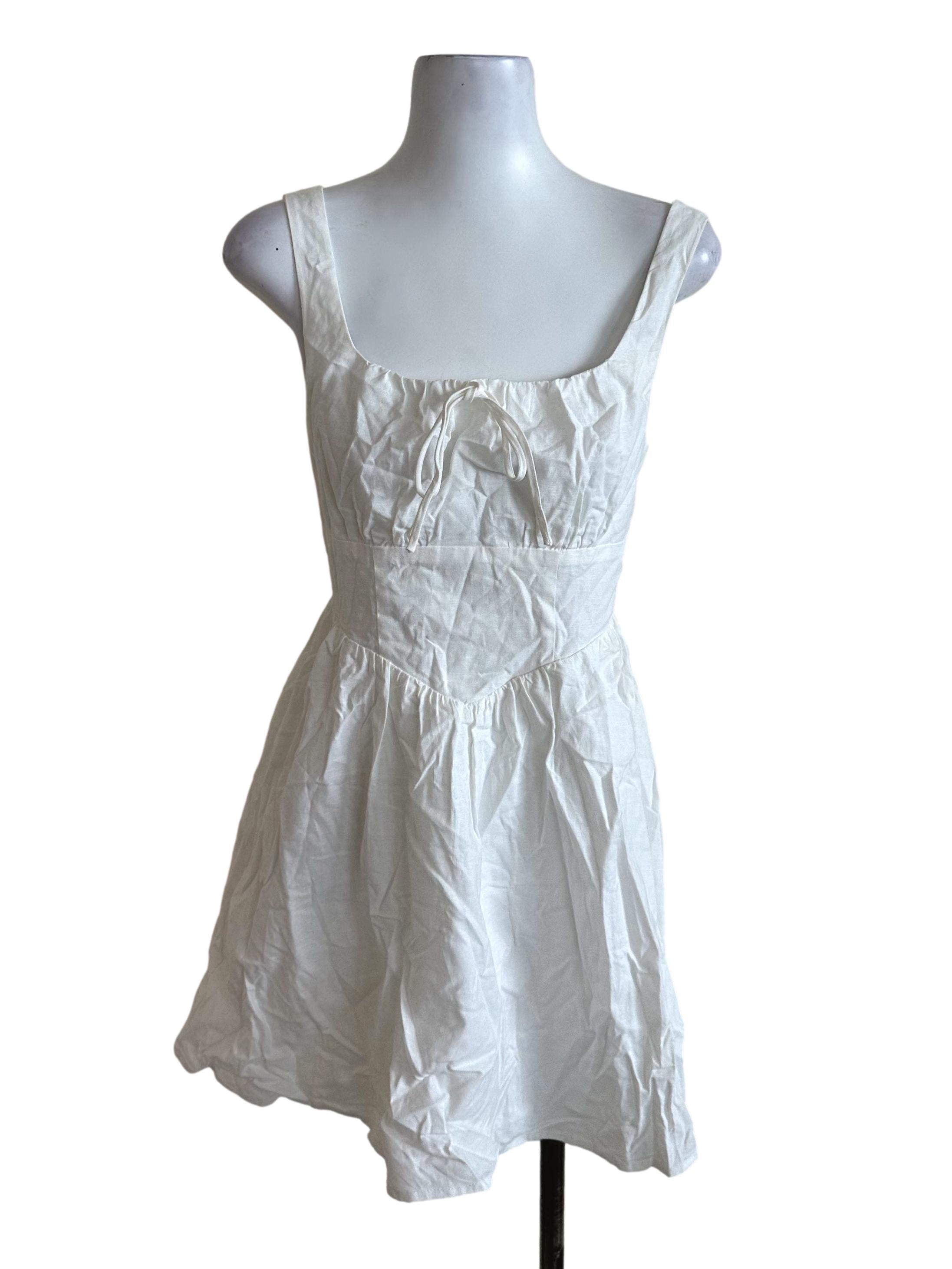 Pearl White Square Neck A Line Dress TTR
