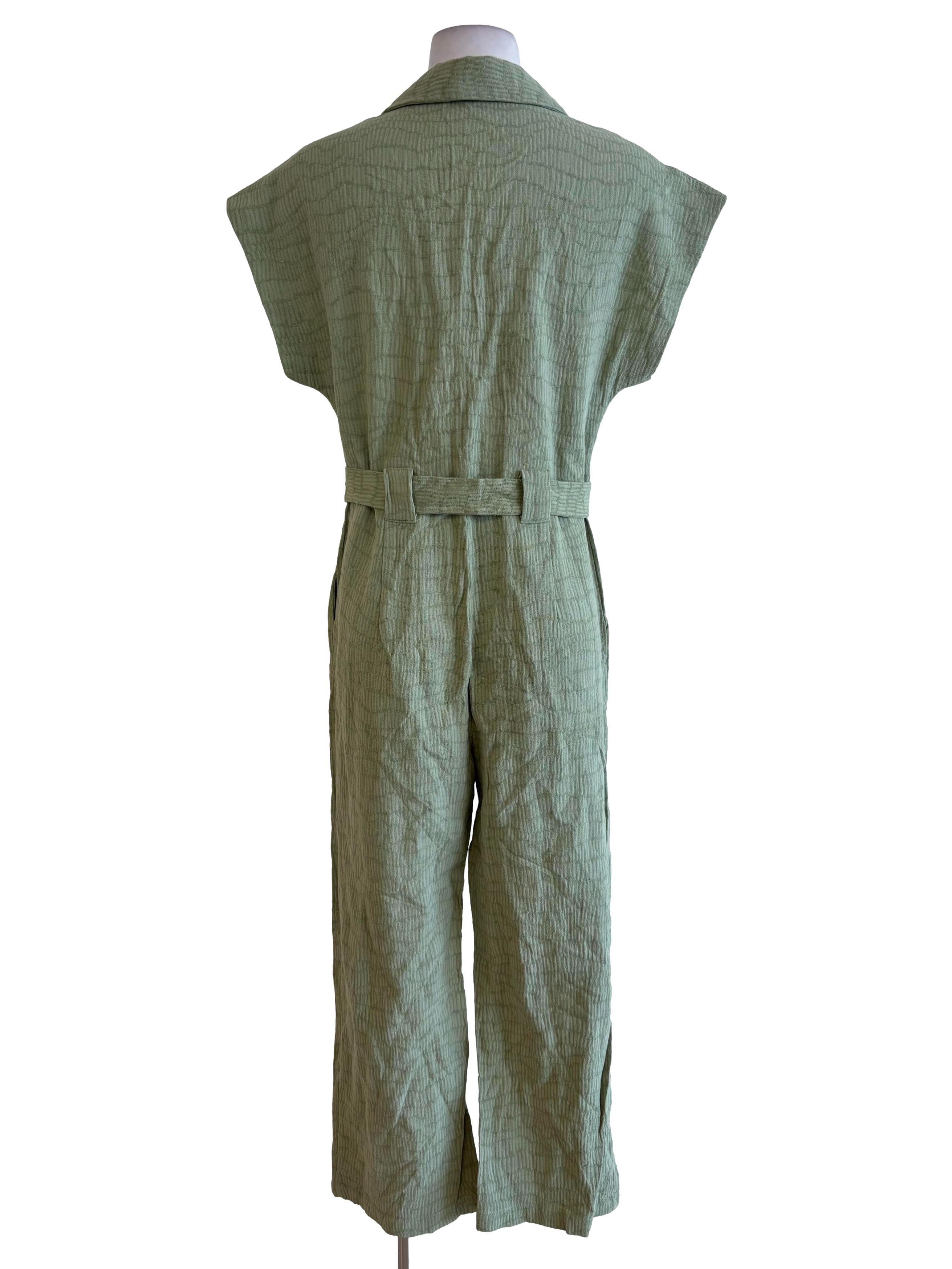 Green Utility Textured Jumpsuit