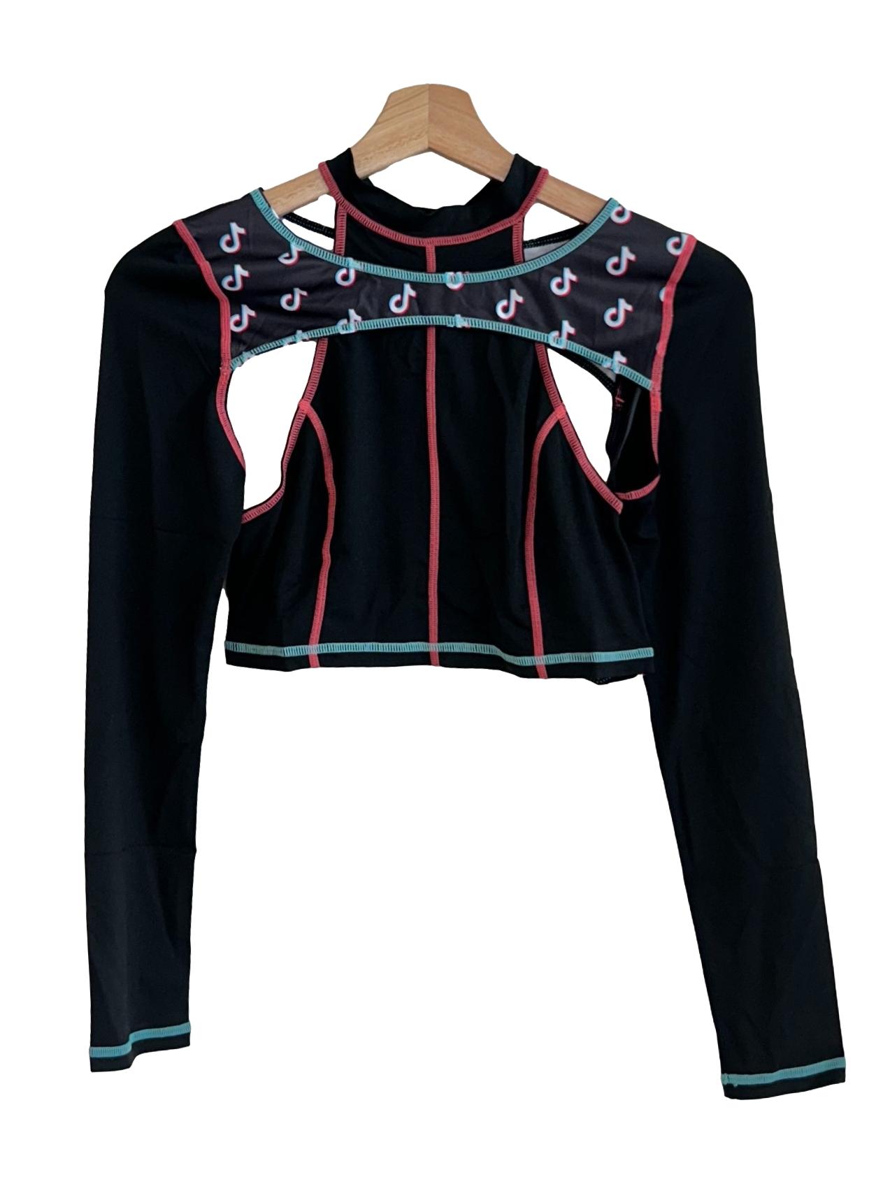 Black Tiktok Printed Top
