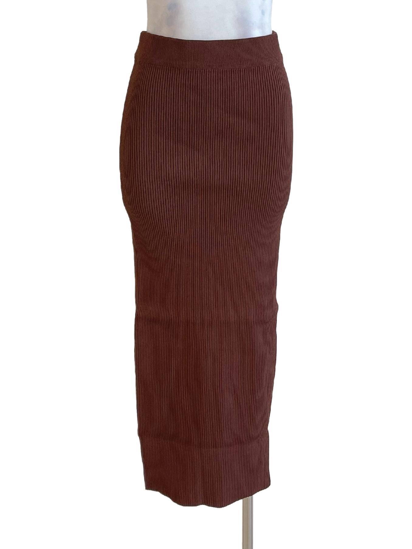 Rich Brown Pencil Tube Skirt