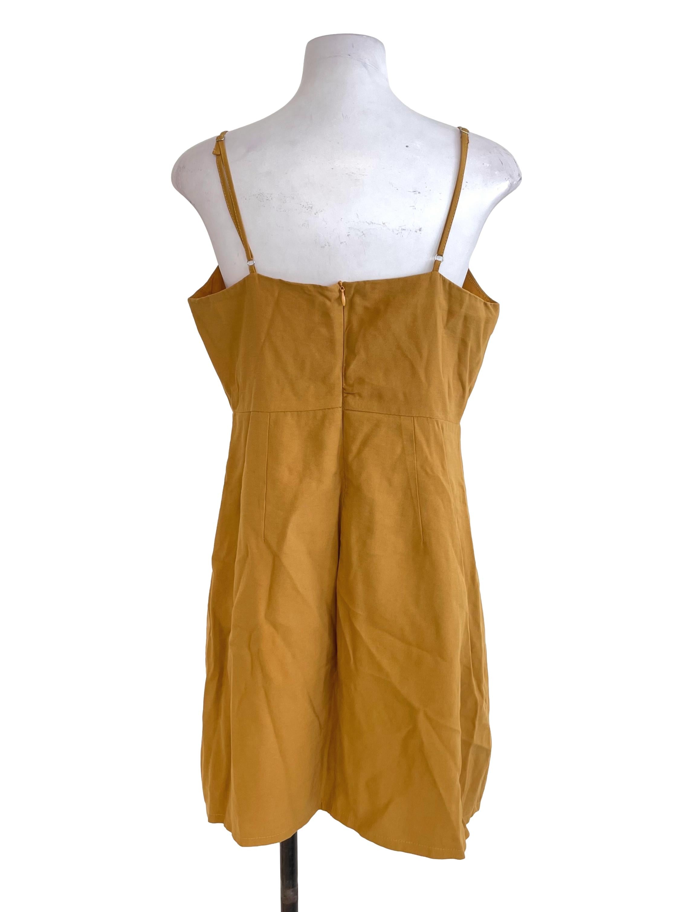 Mustard Yellow Button Cami Dress TEM