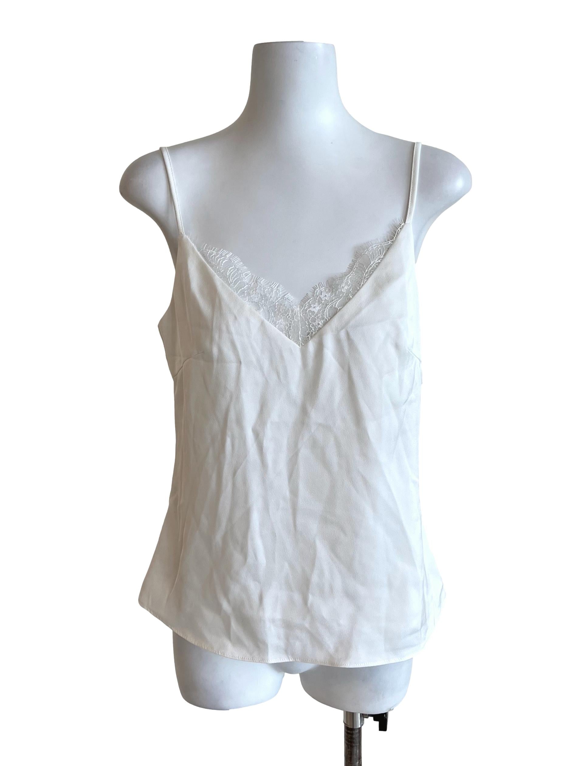 Pearl White Lace V Neck Top