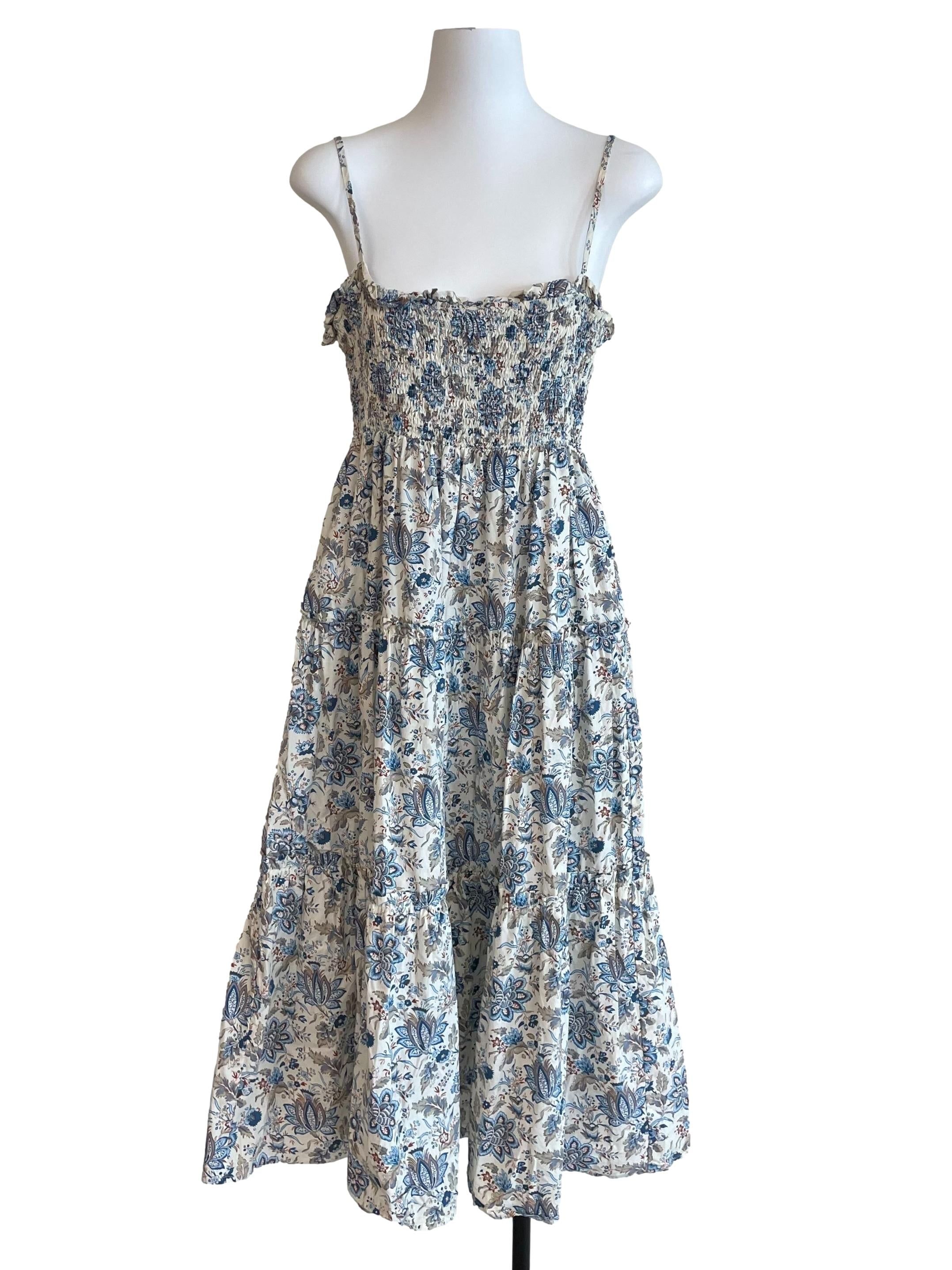 Off White Floral Shirred Babydoll Dress