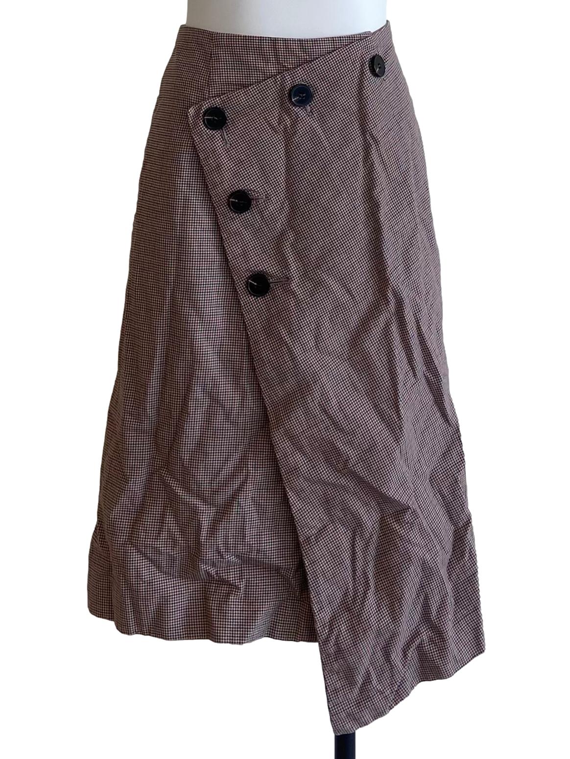 Brown & White Asymmetric Tube Skirt