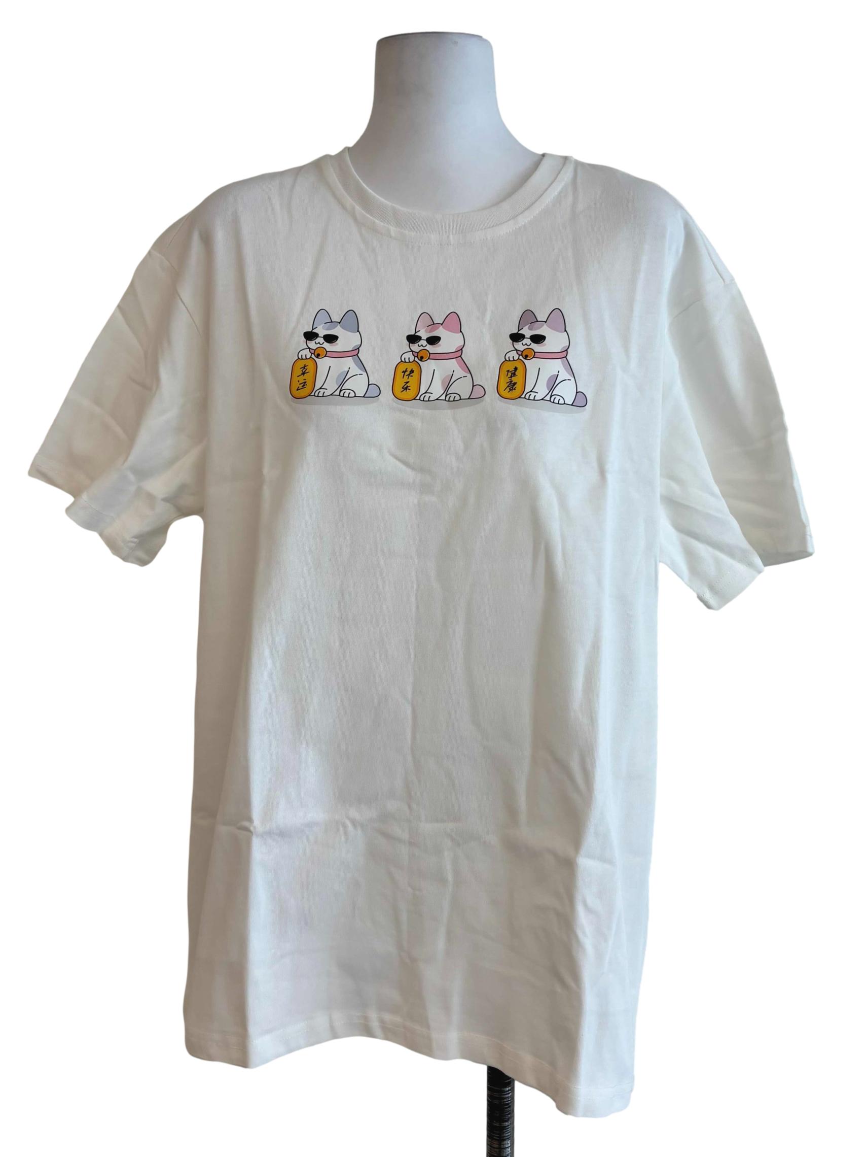 White Fortune Cat Tee