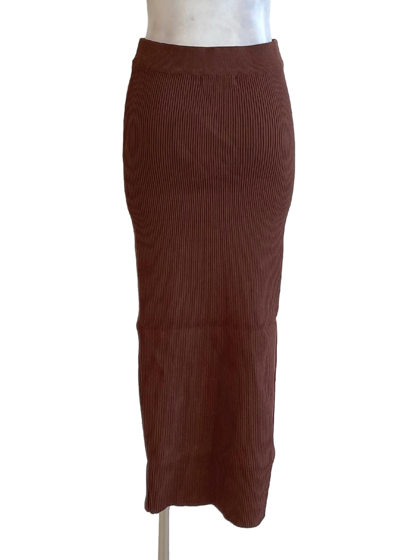 Rich Brown Pencil Tube Skirt