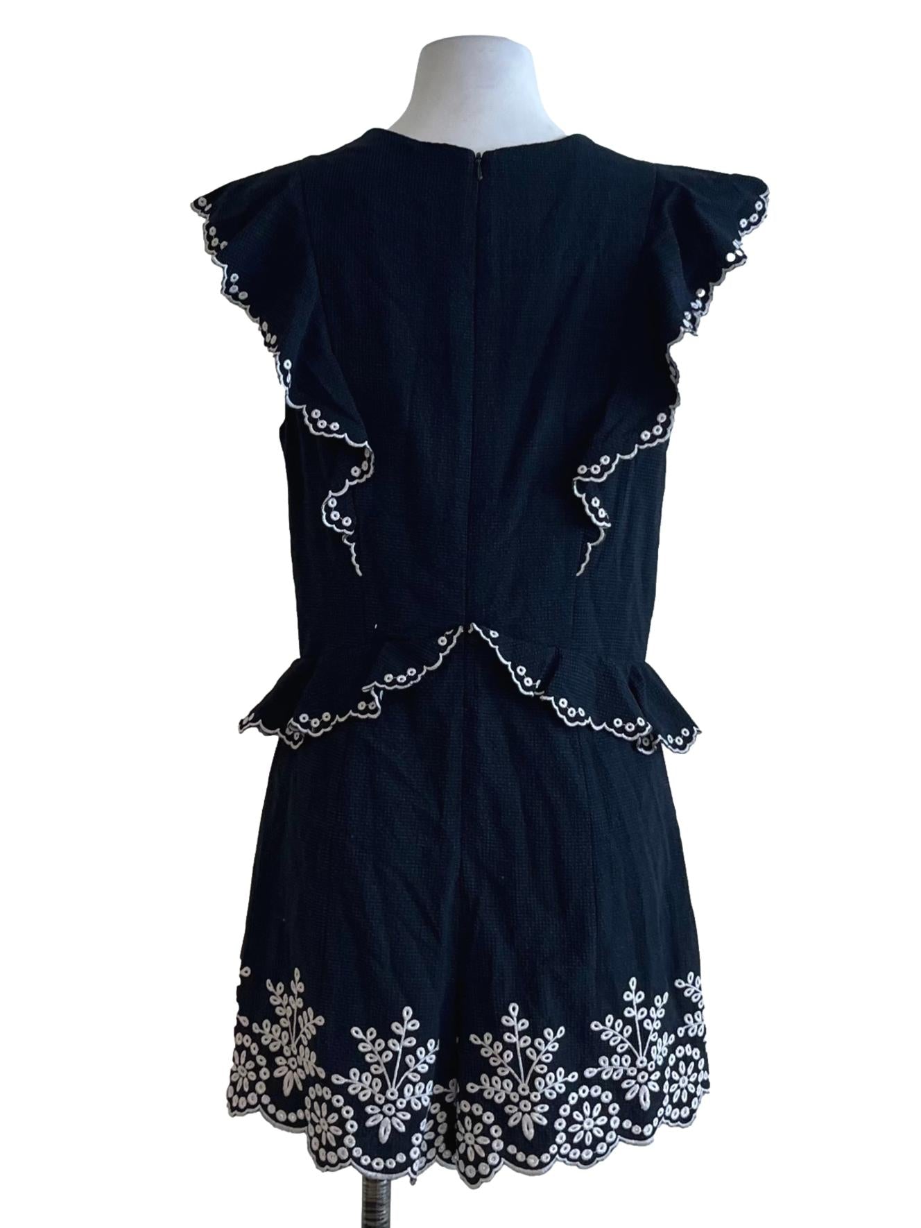 Navy Blue Graph Check Romper