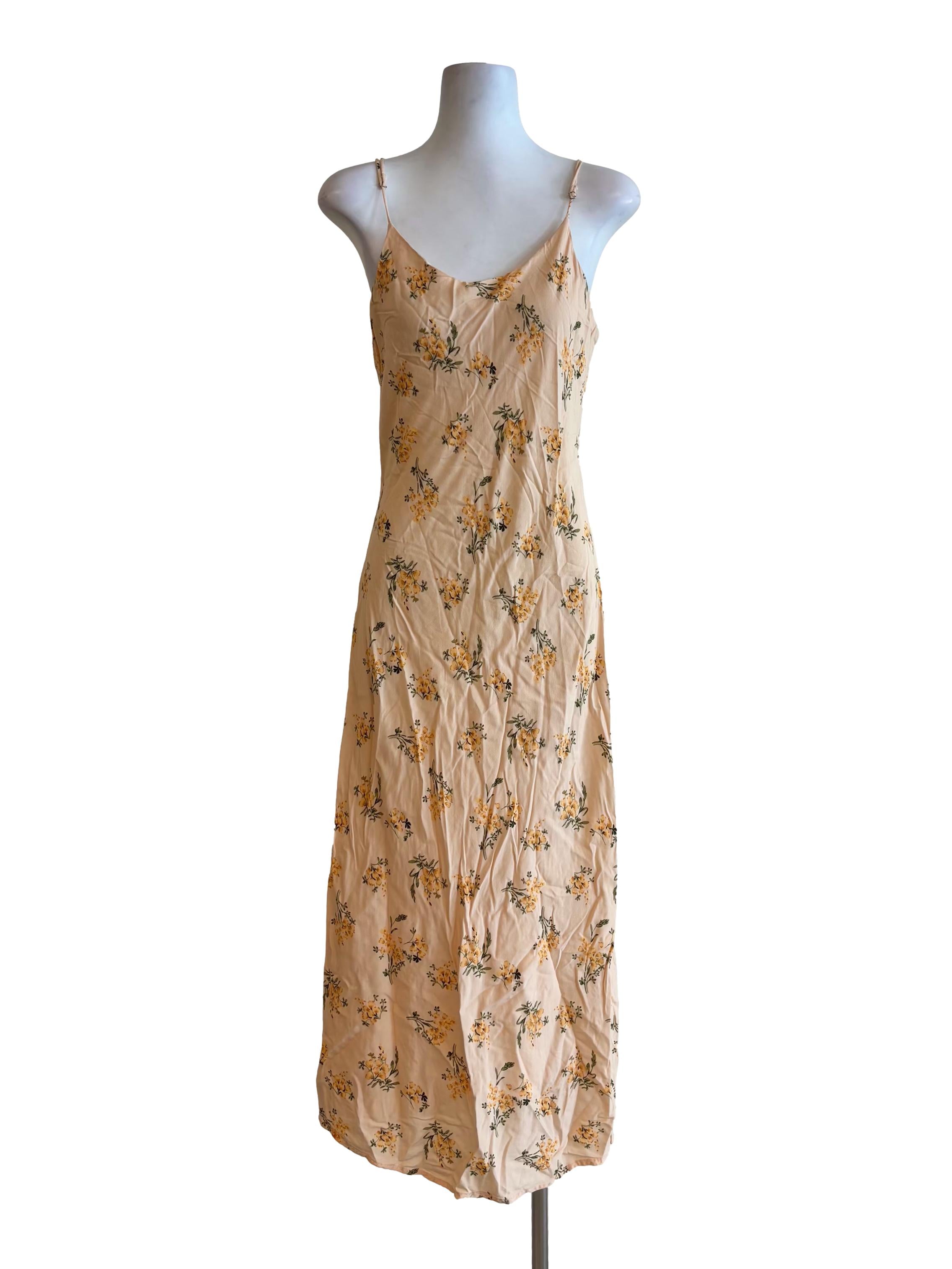Peach Floral Camisole Slip Dress