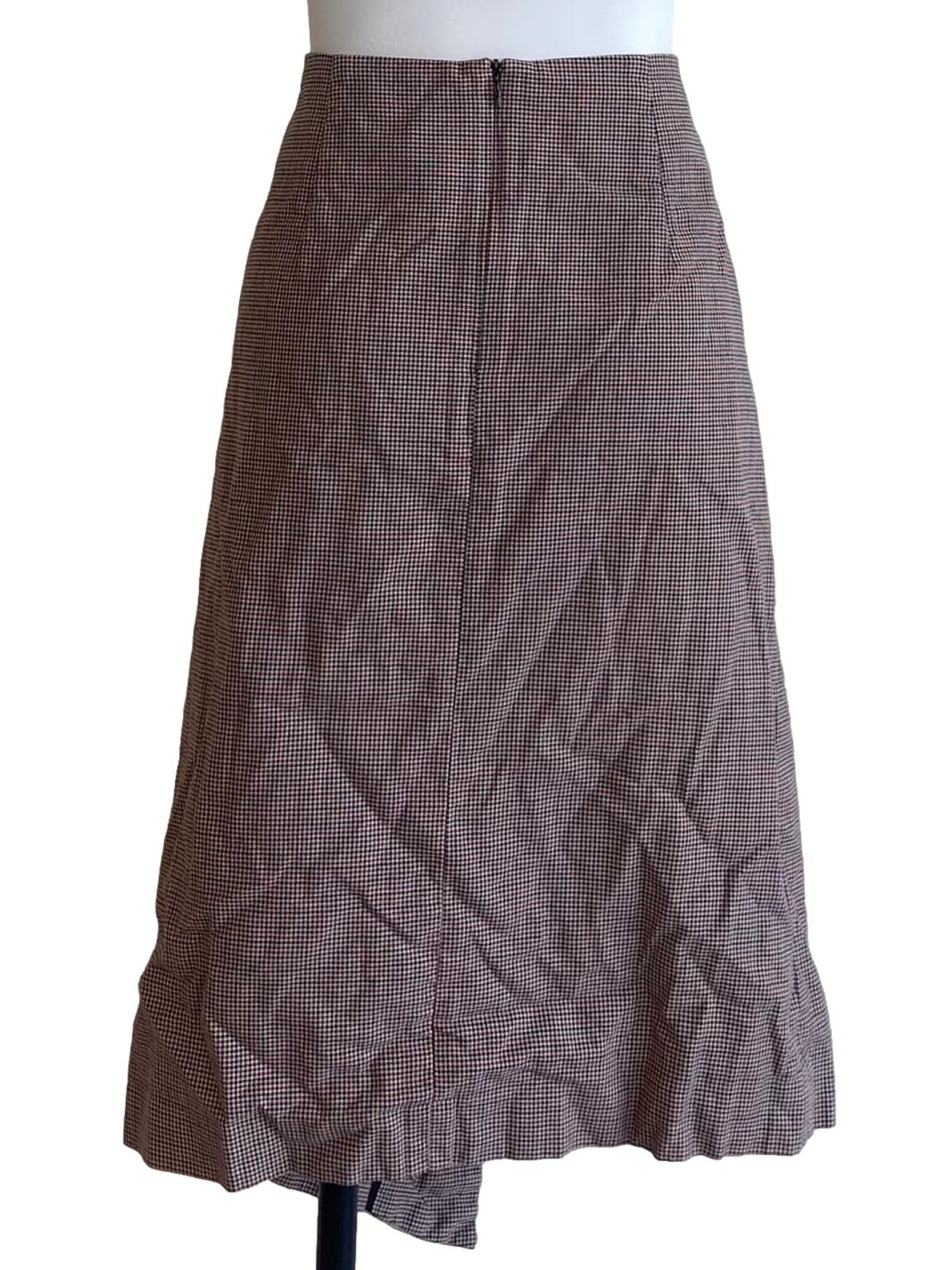 Brown & White Asymmetric Tube Skirt