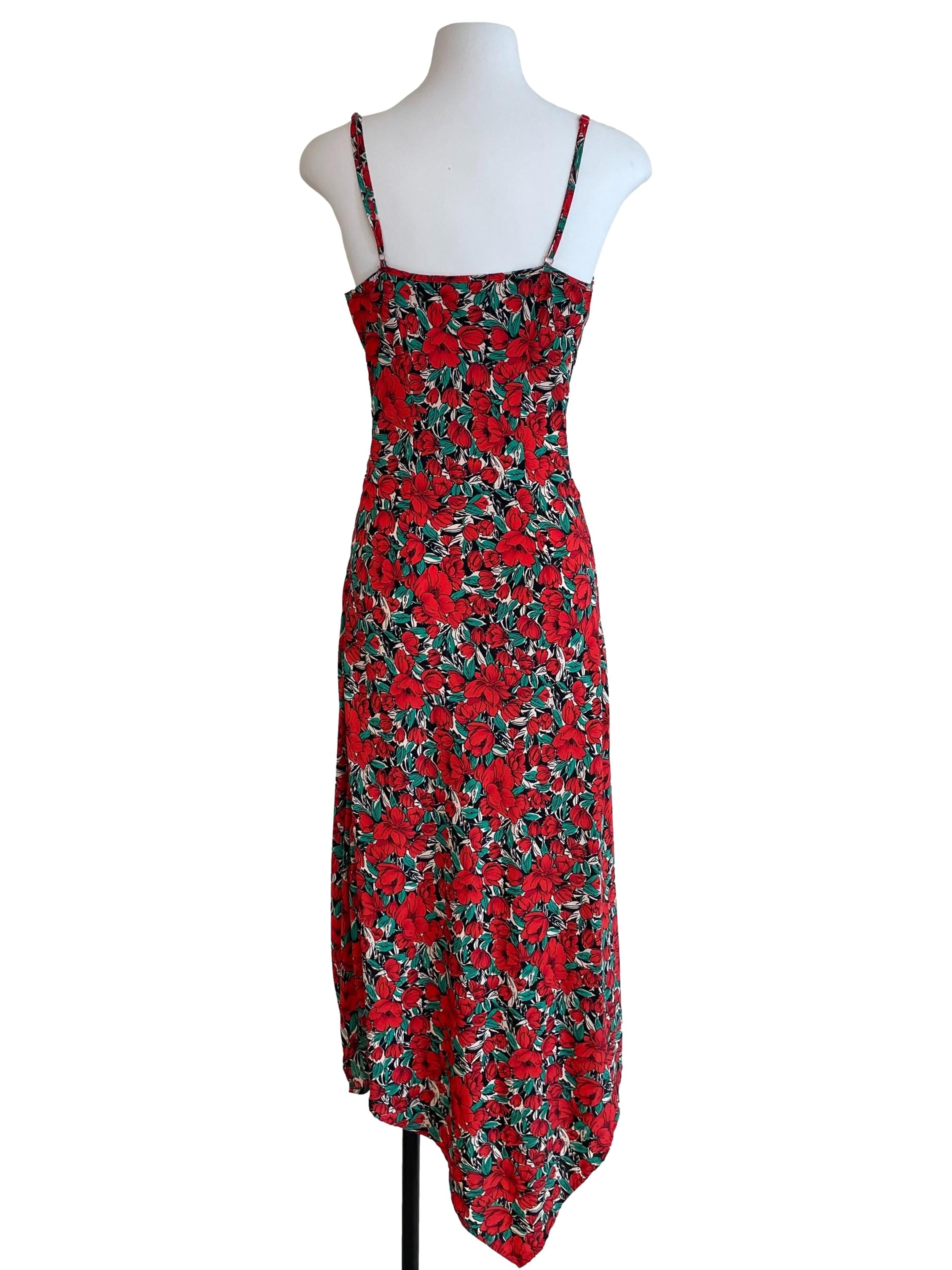Red Floral Cowl Cami Dress