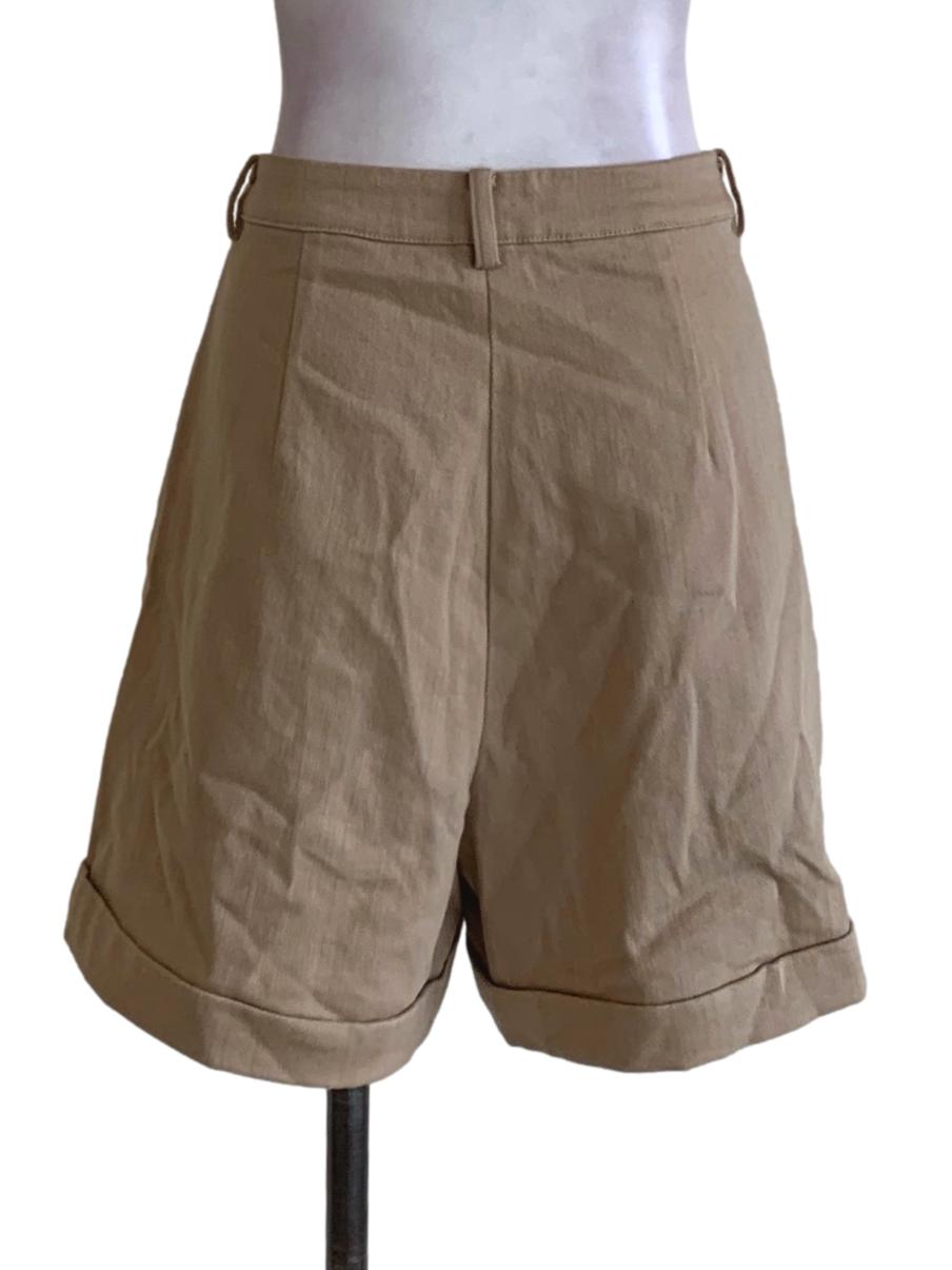 Beige High-Waisted Shorts