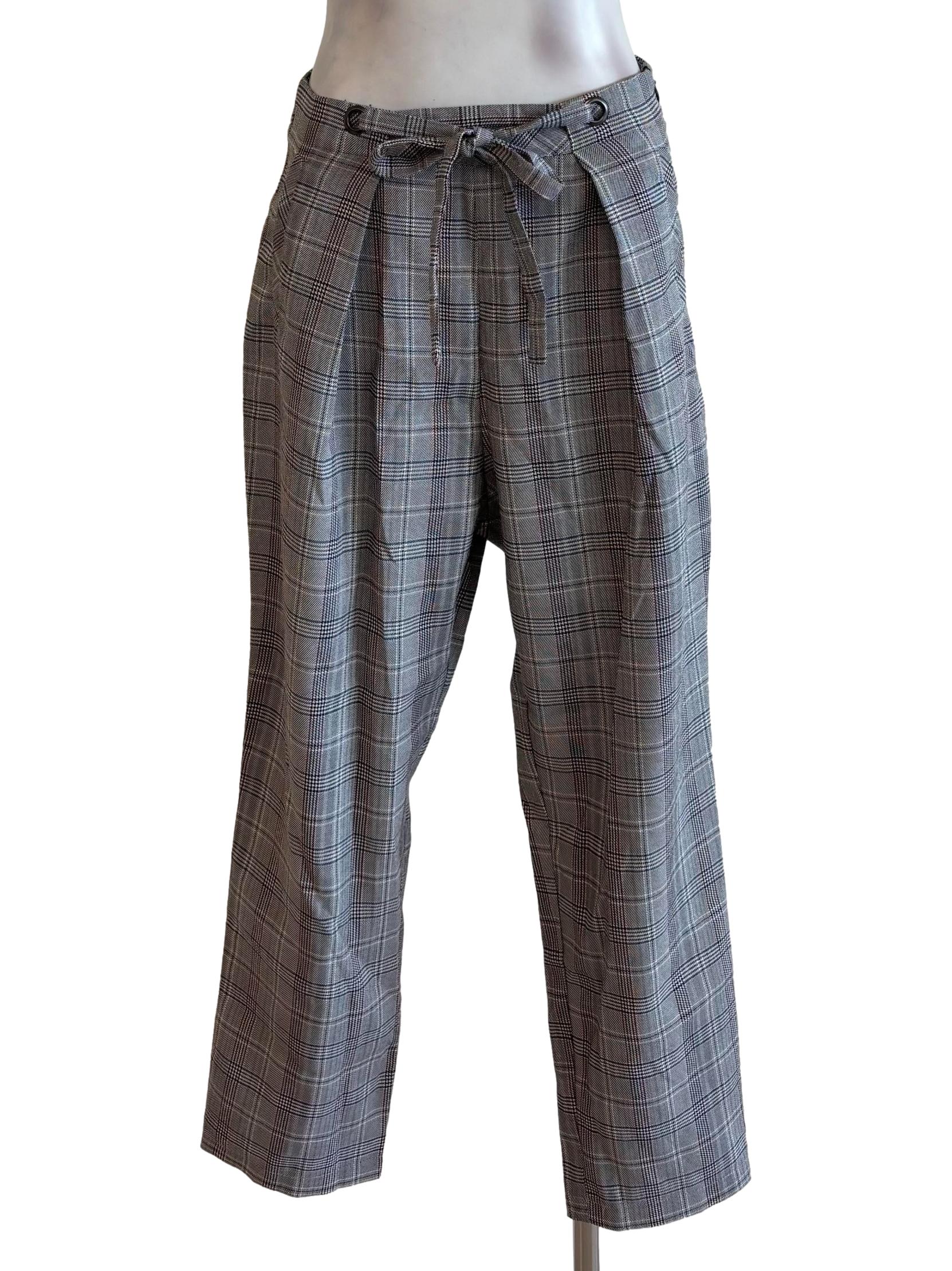 Grey Checkered Highwaist Pant