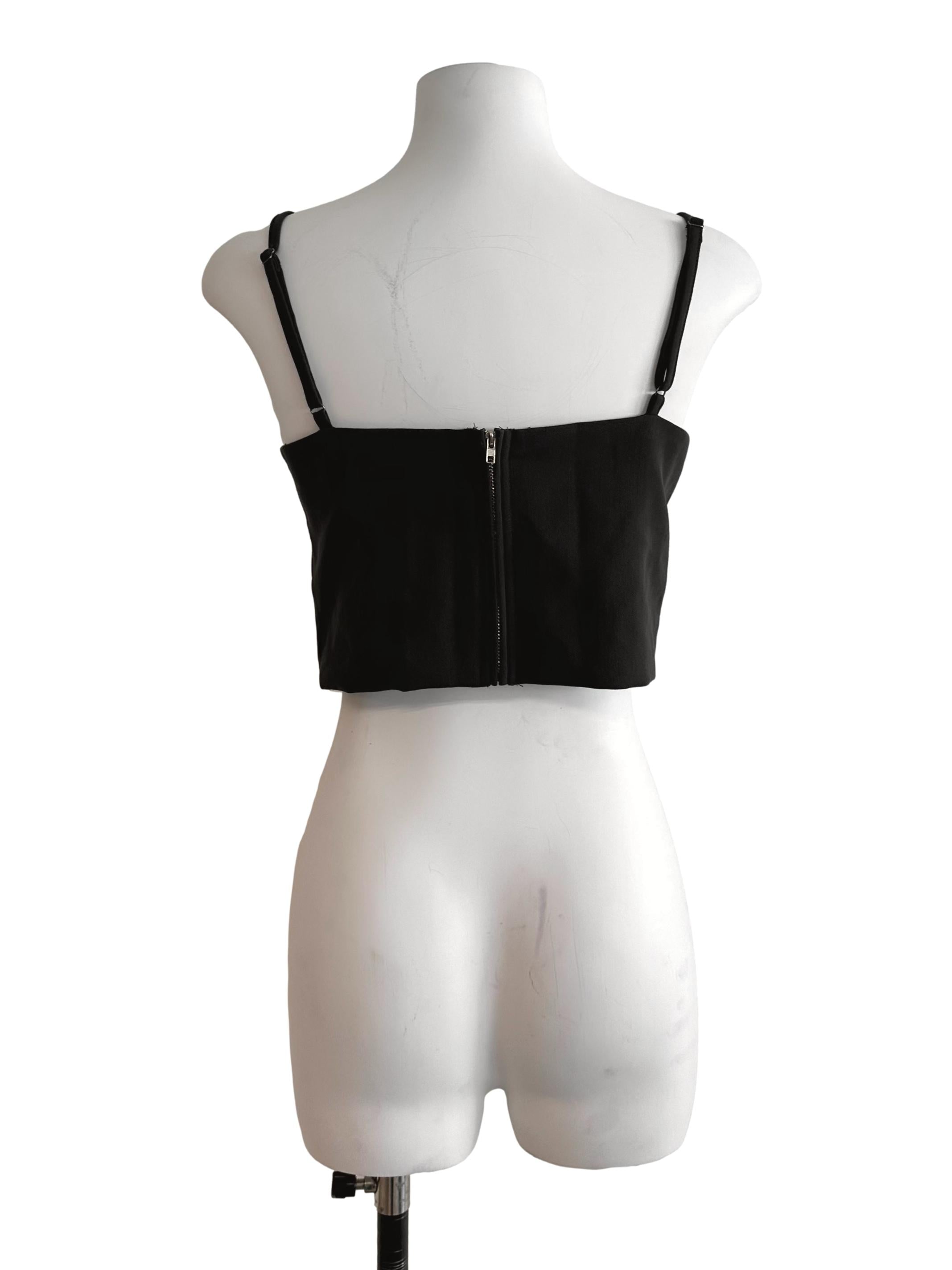 Charcoal Grey Square Neck Spaghetti Strap Crop Top TTR