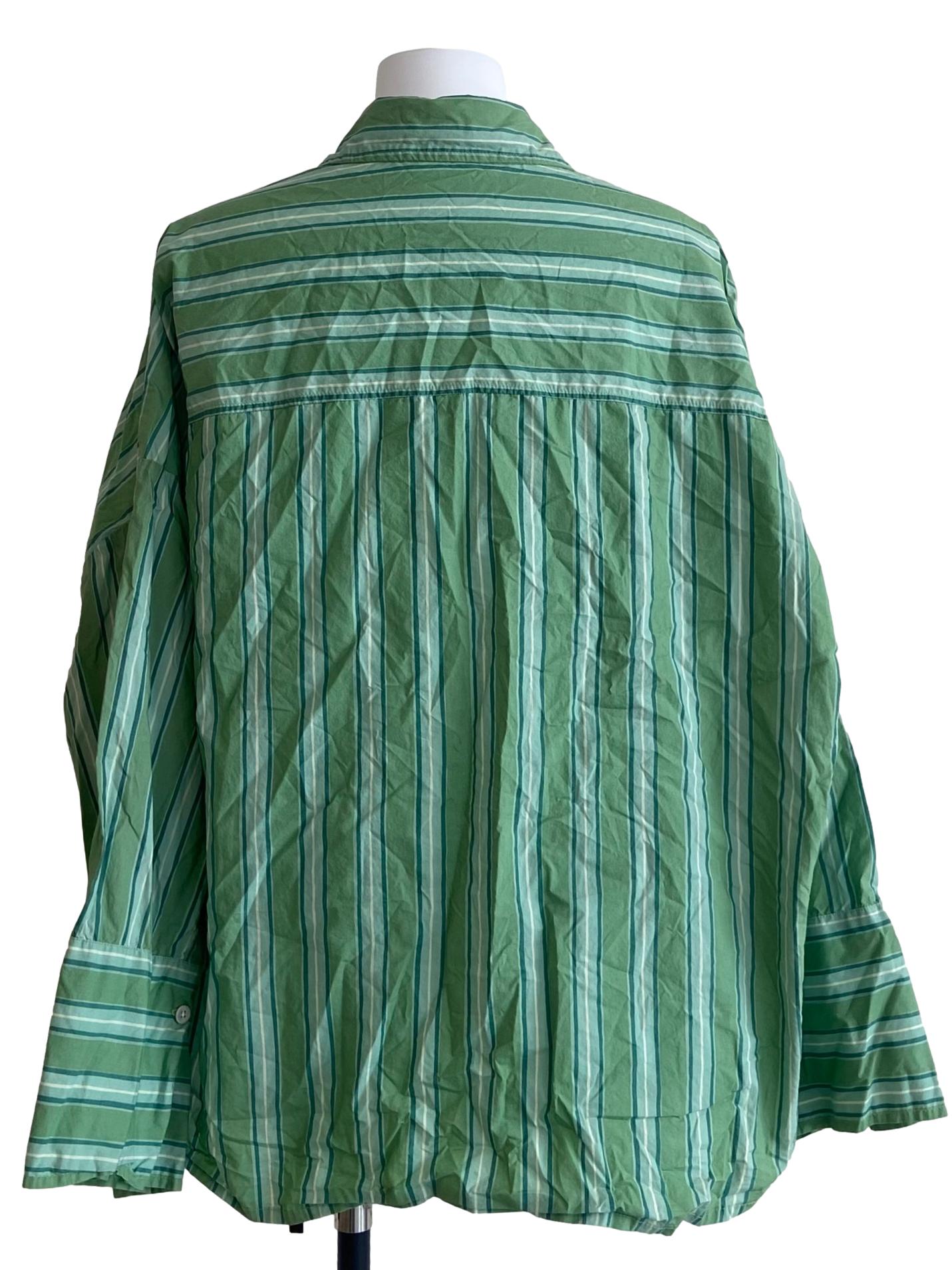 Fern Green Stripe Button Down Blouse