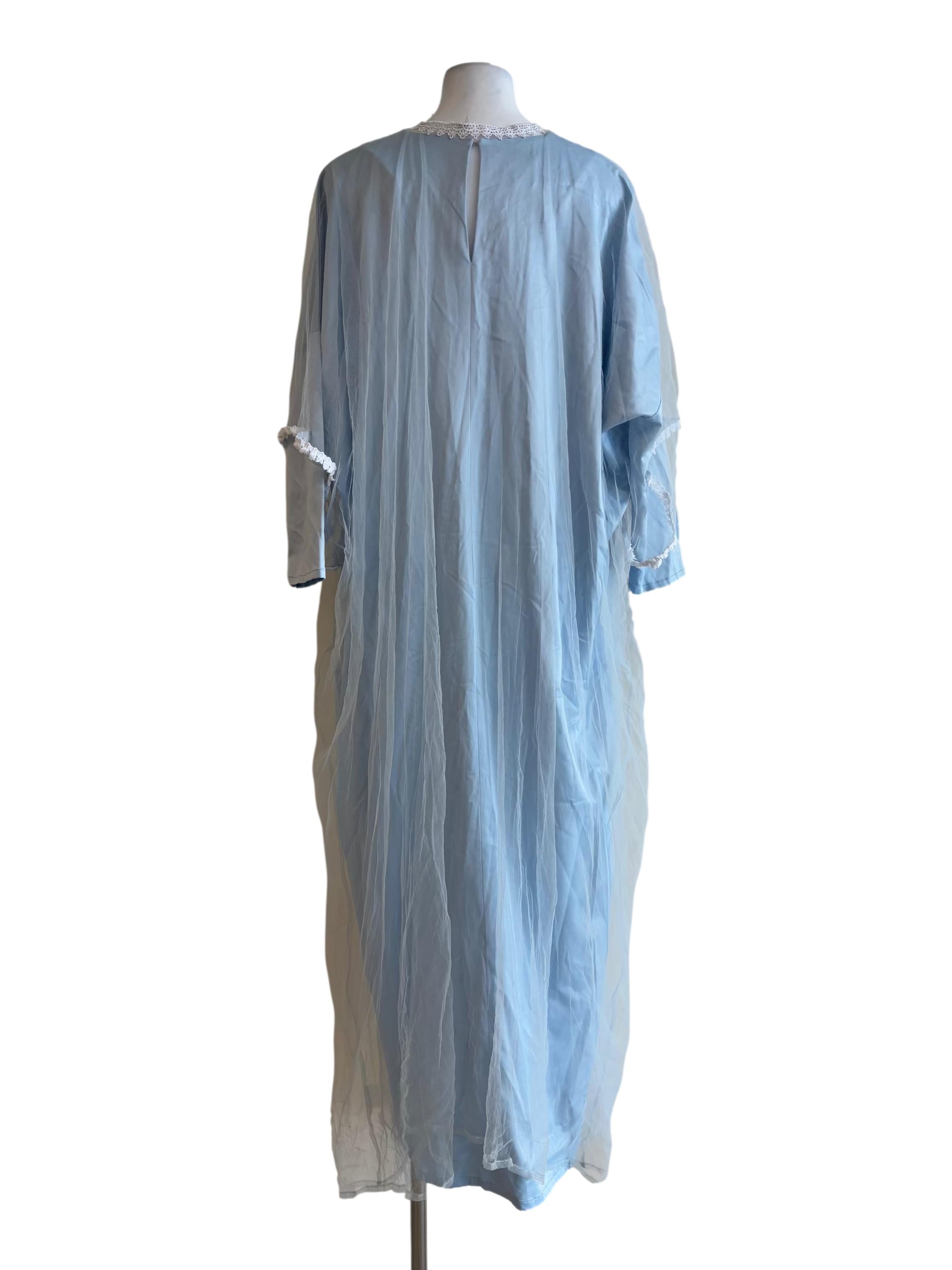 Baby Blue Lace Kaftan With Satin Inner