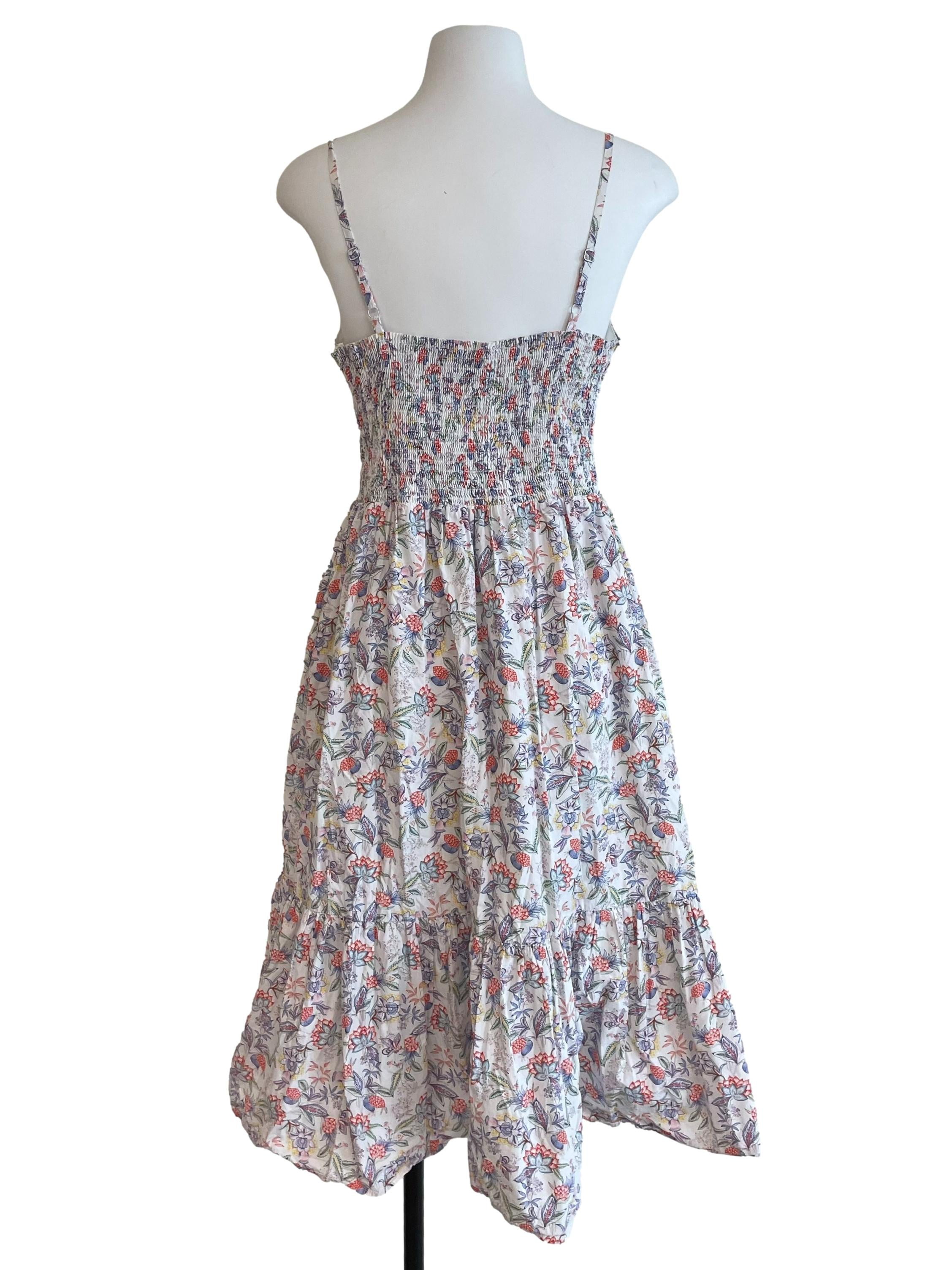 White Retro Floral Sweetheart Dress