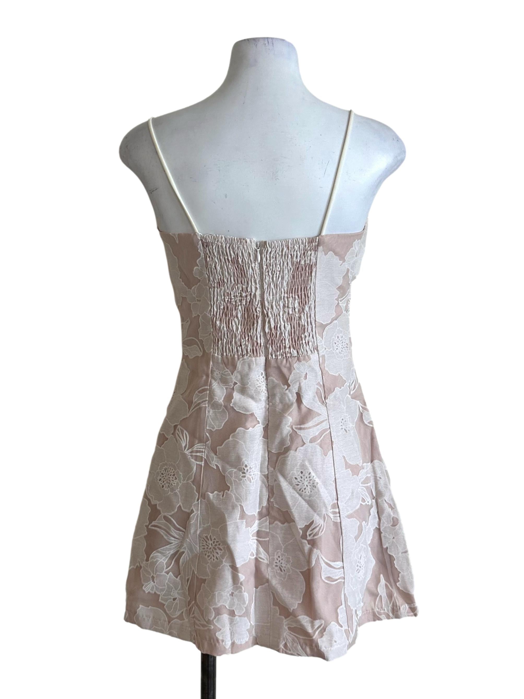 Sepia Beige Lace Panel Slit Dress