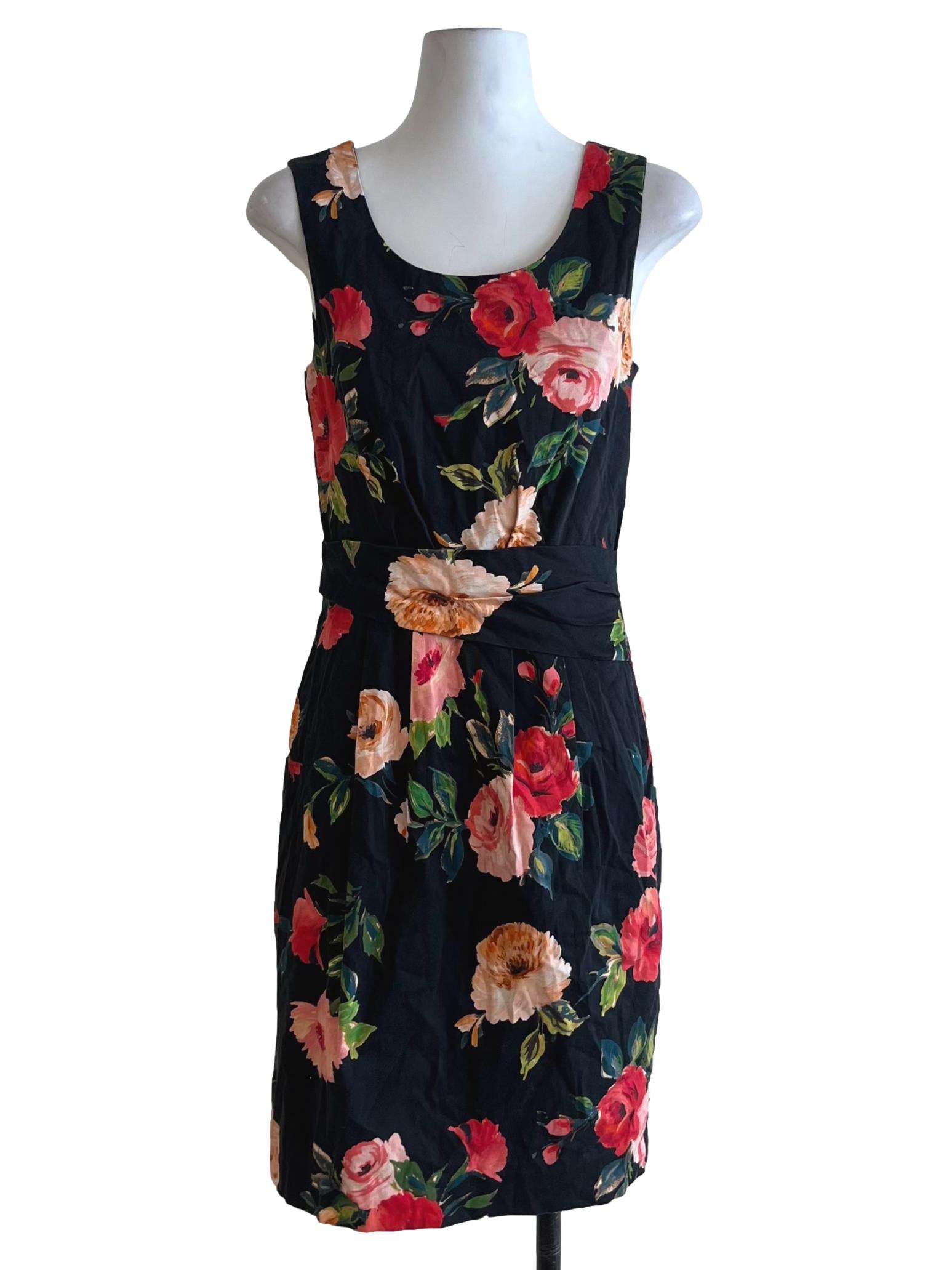 Black Floral A-Line Dress