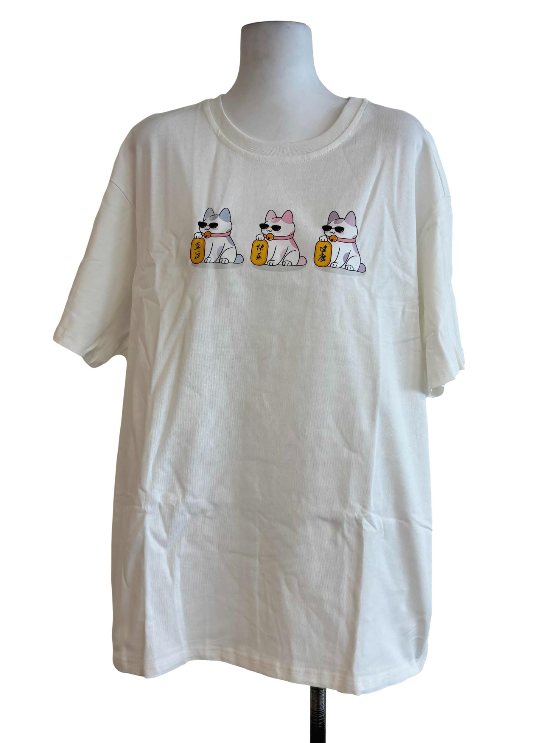 White Fortune Cat Tee