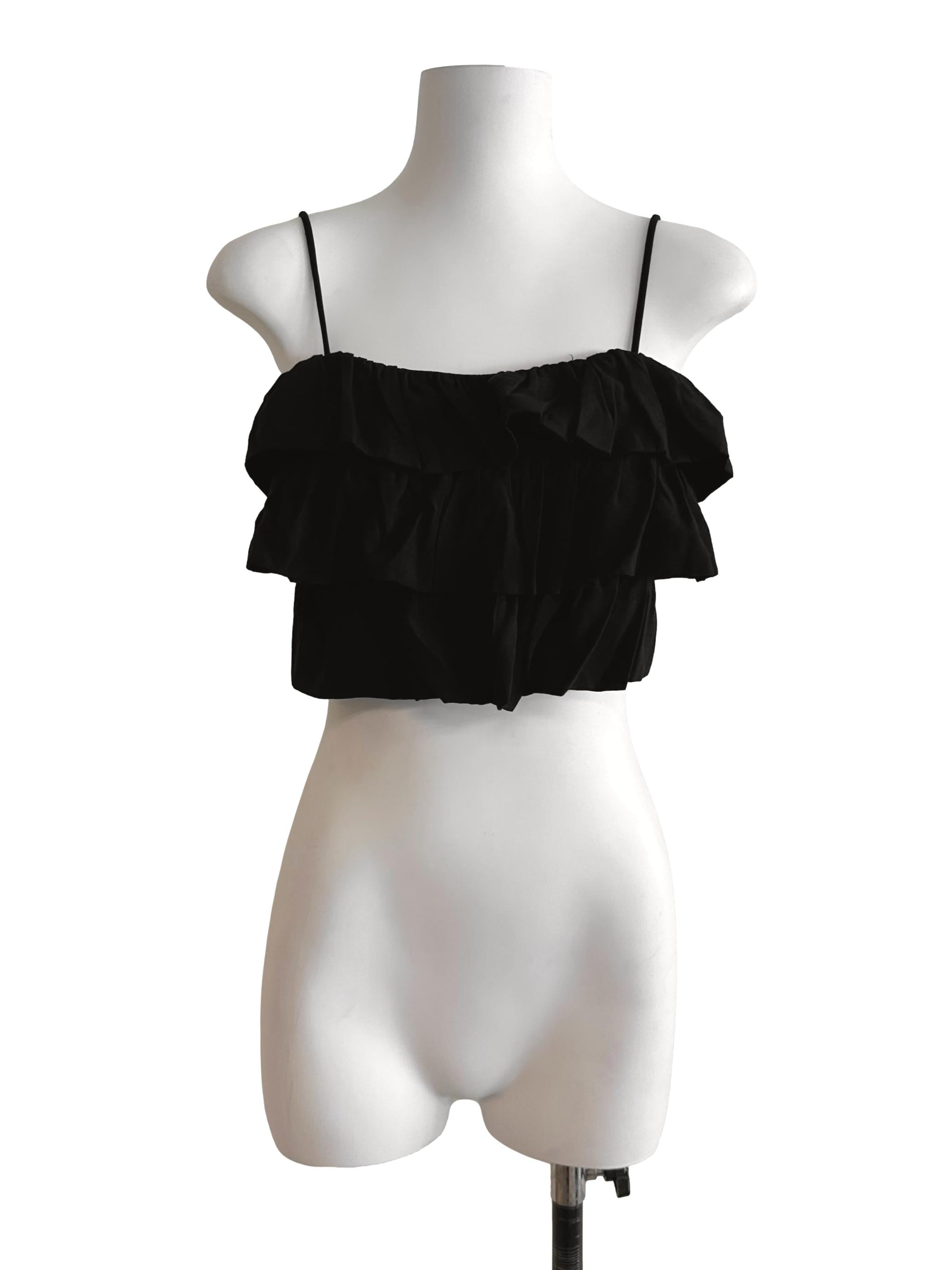 Midnight Black Square Neck Layered Top