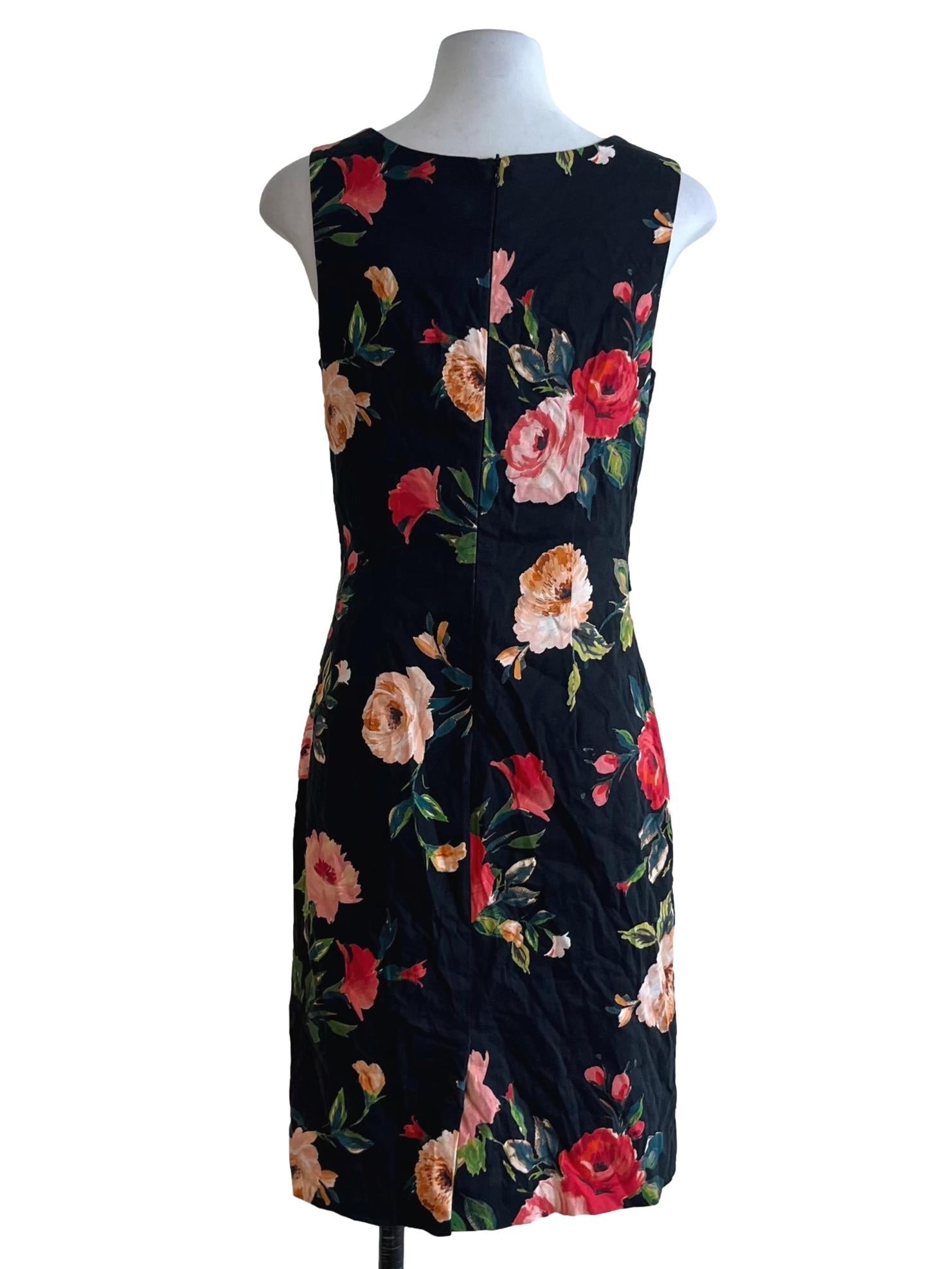 Black Floral A-Line Dress