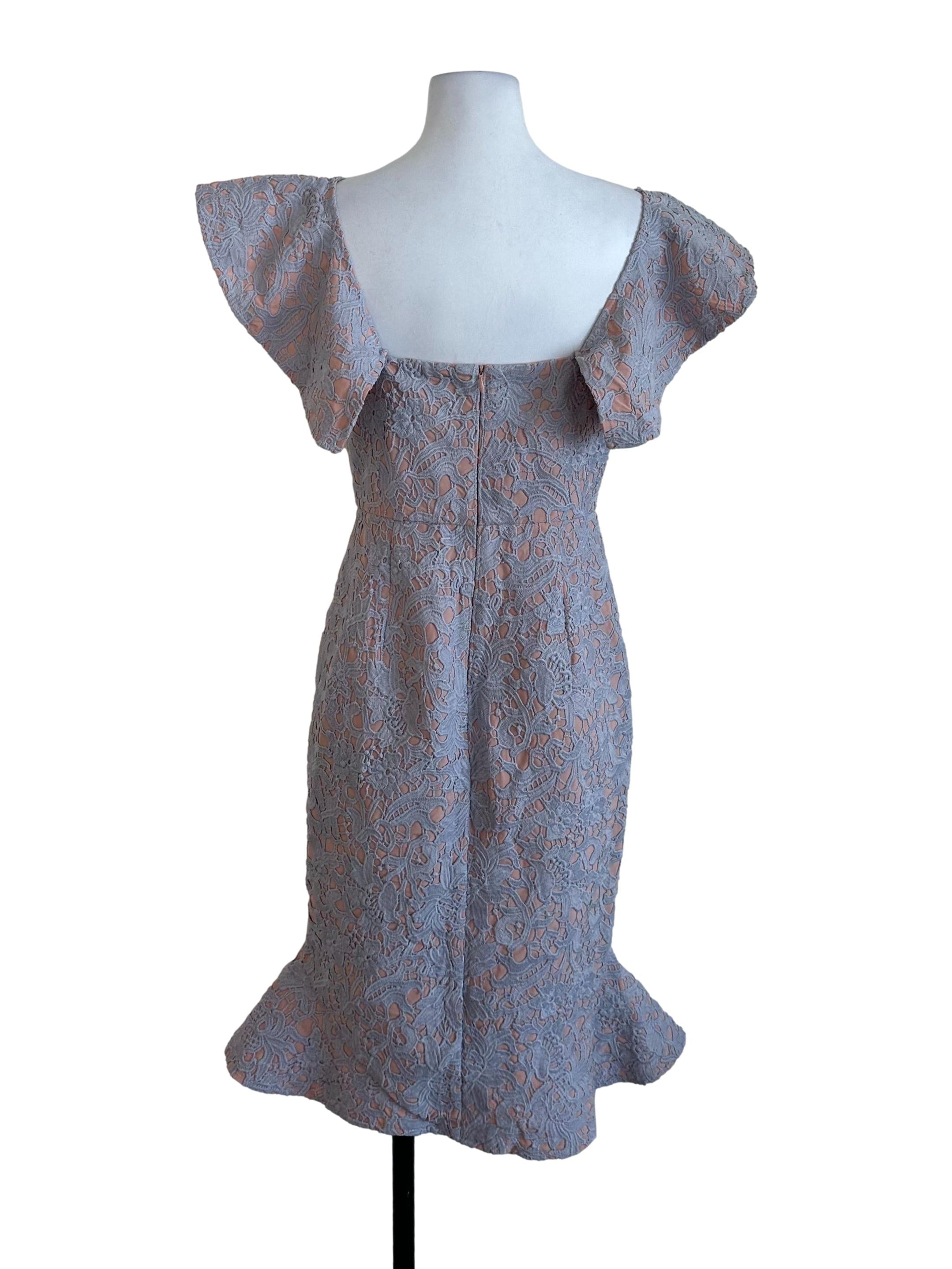 Blue Beige Lace Dress
