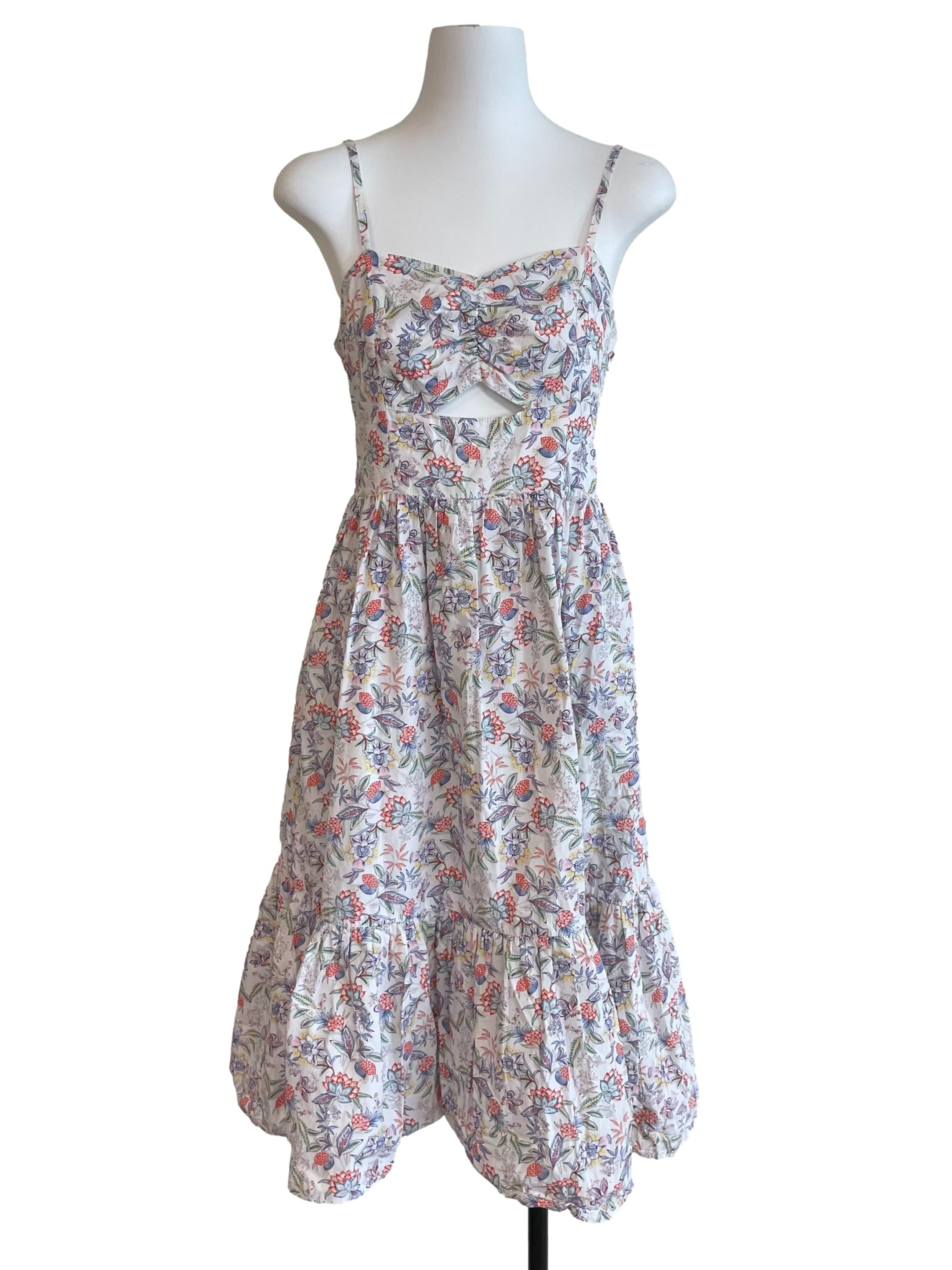 White Retro Floral Sweetheart Dress