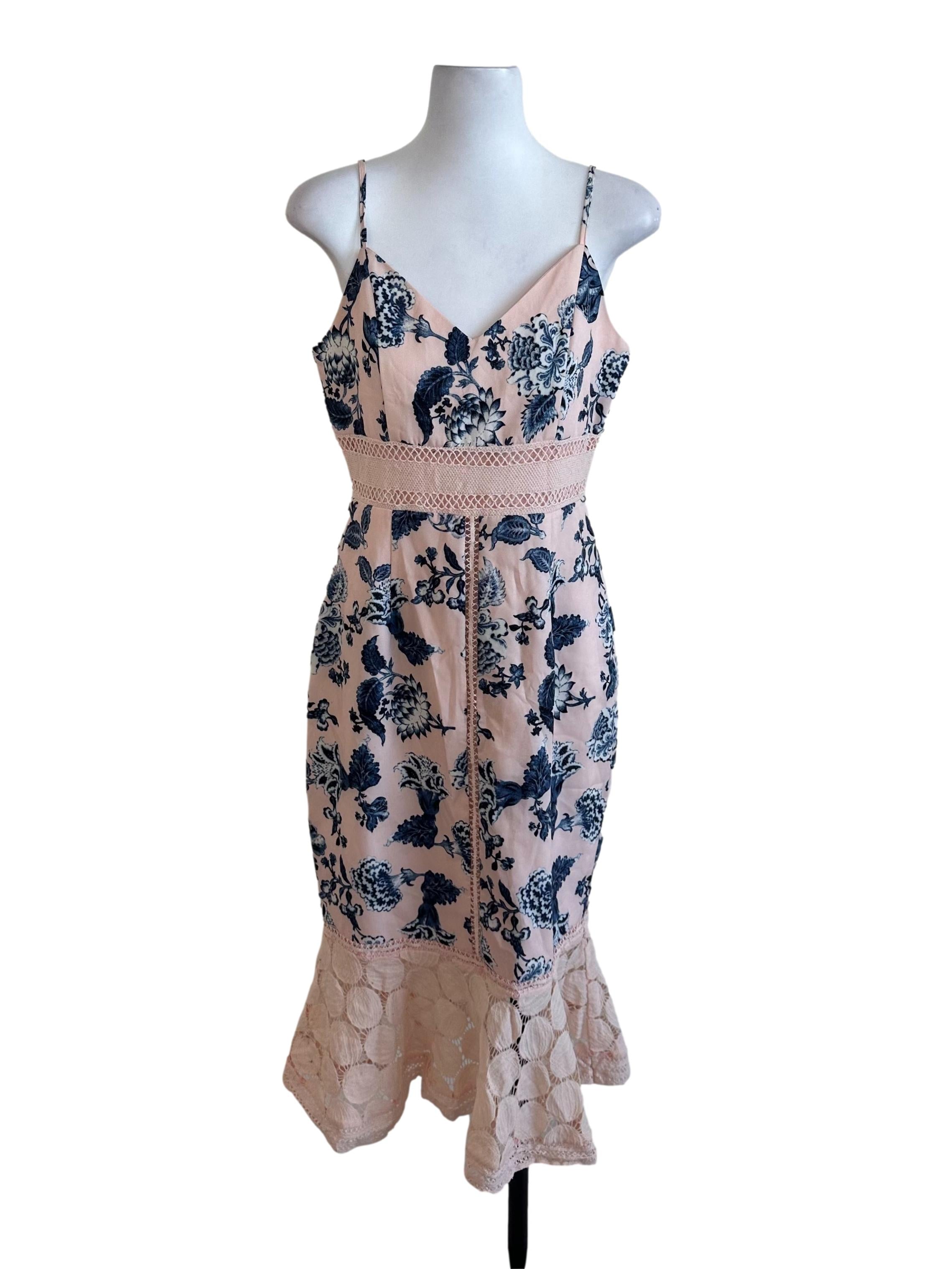Peach Pink Floral Pattern Dress