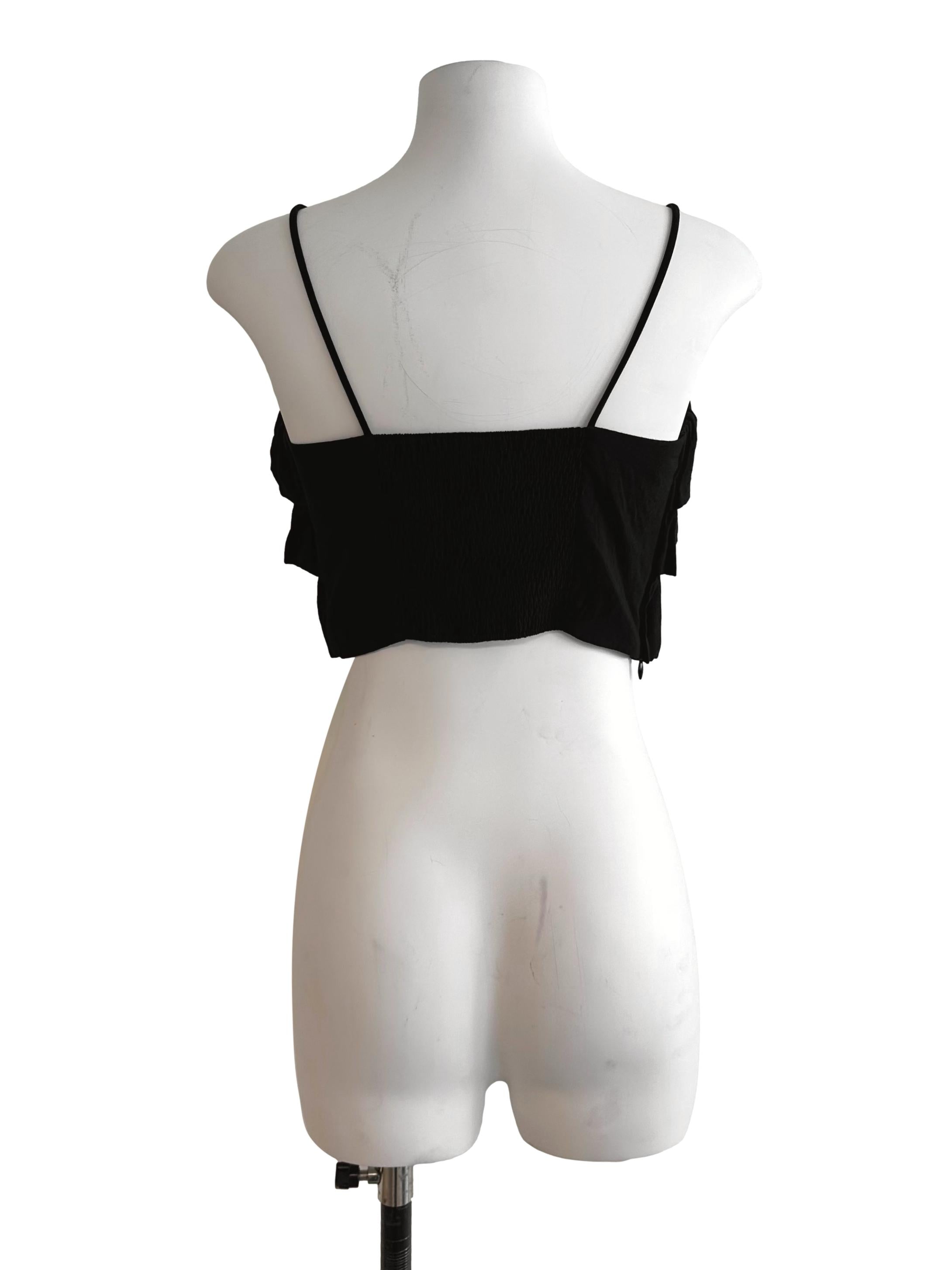 Midnight Black Square Neck Layered Top