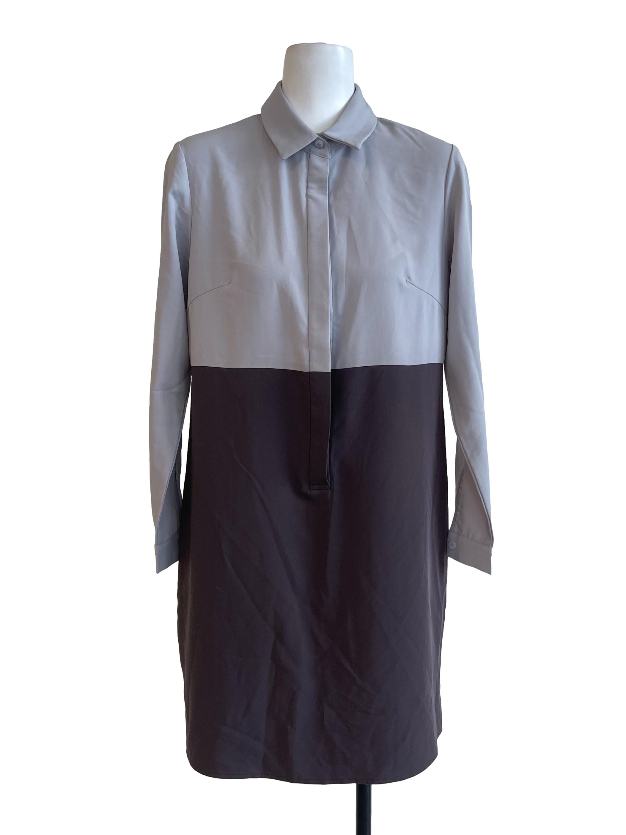 Light Grey Two Tone Button Dress