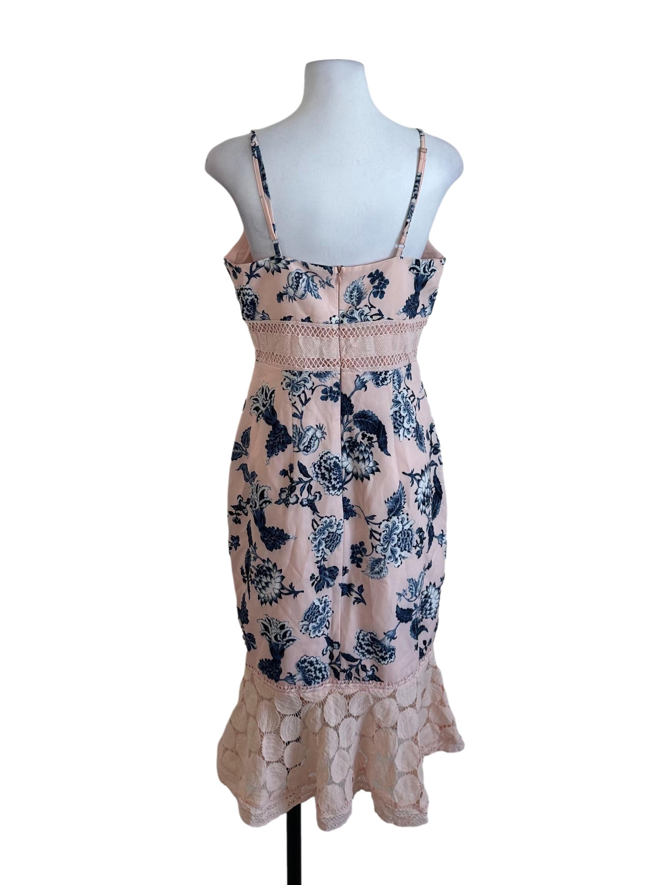 Peach Pink Floral Pattern Dress