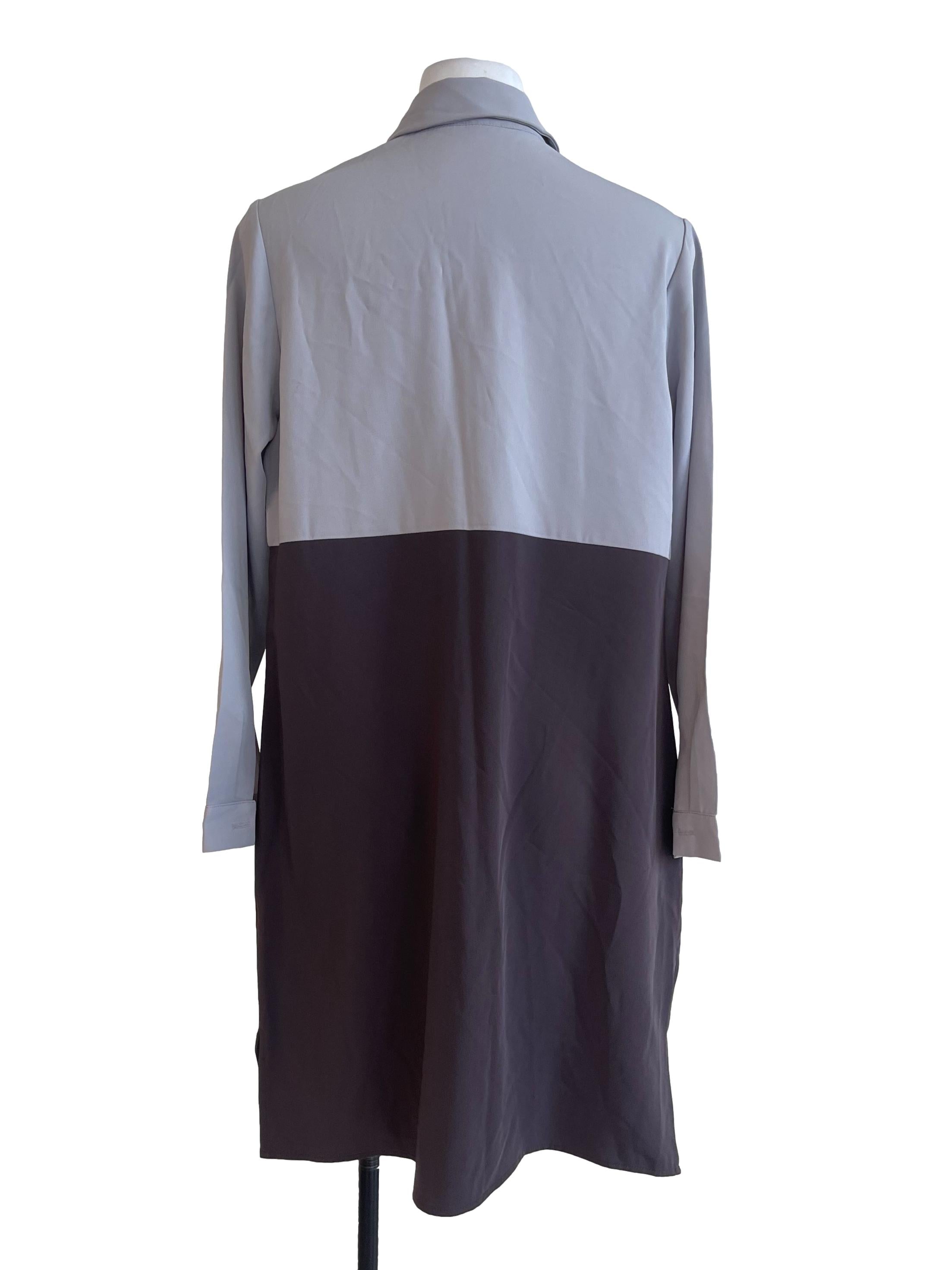 Light Grey Two Tone Button Dress