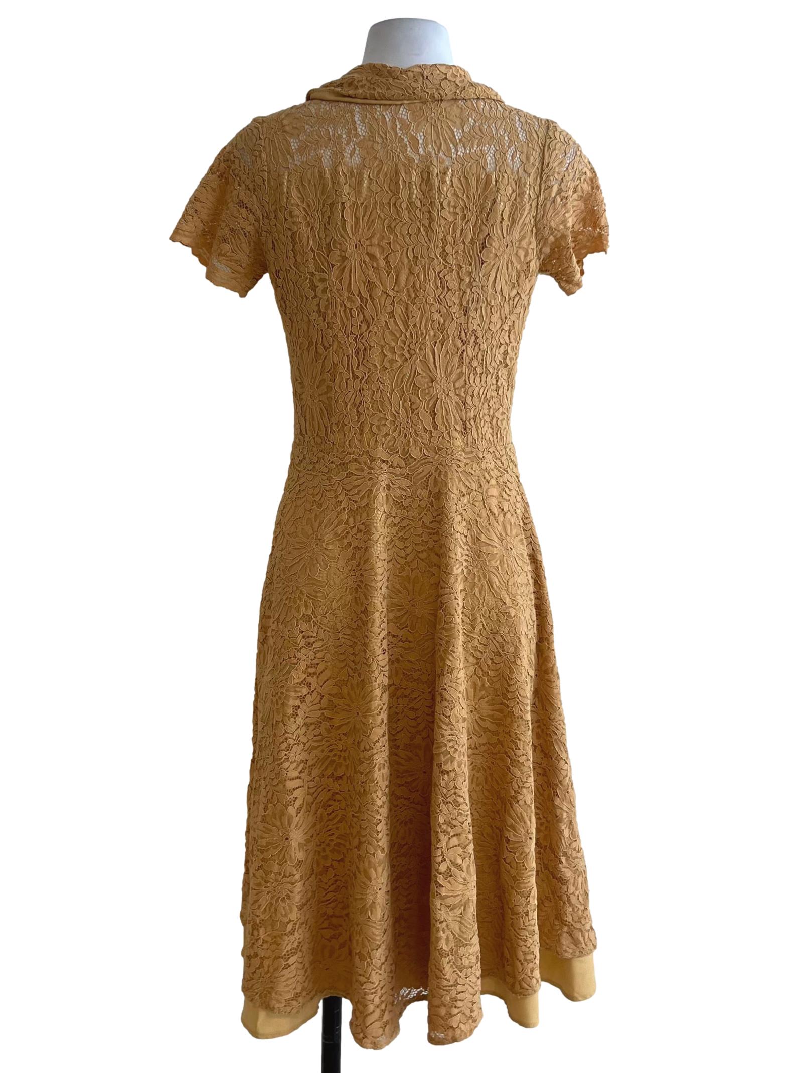Canary Yellow Wing Collar Empire Dress