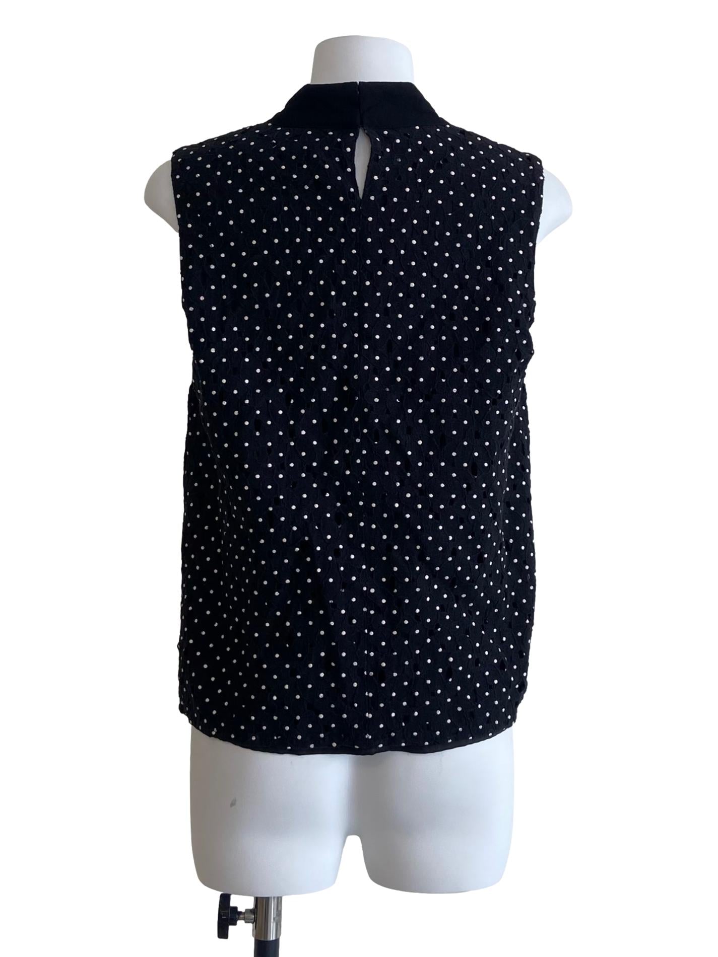 Black & Polka Dot Embroidery Floral Top