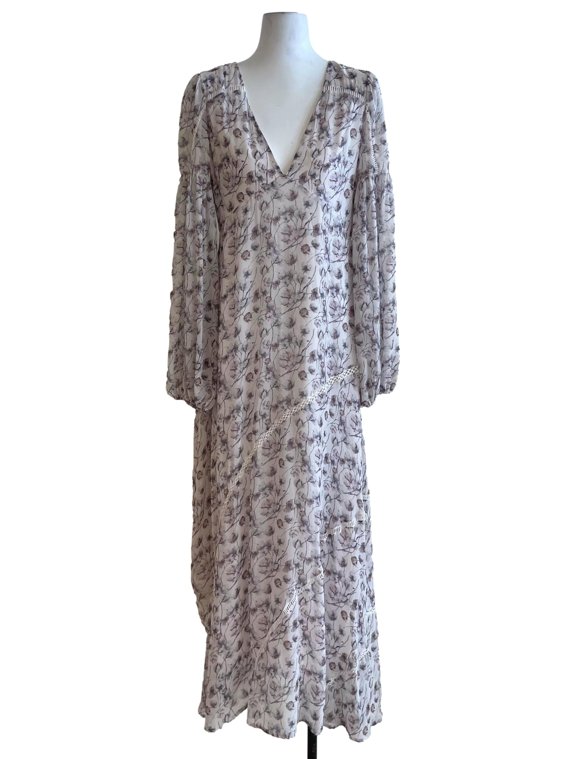 White Floral Empire Dress