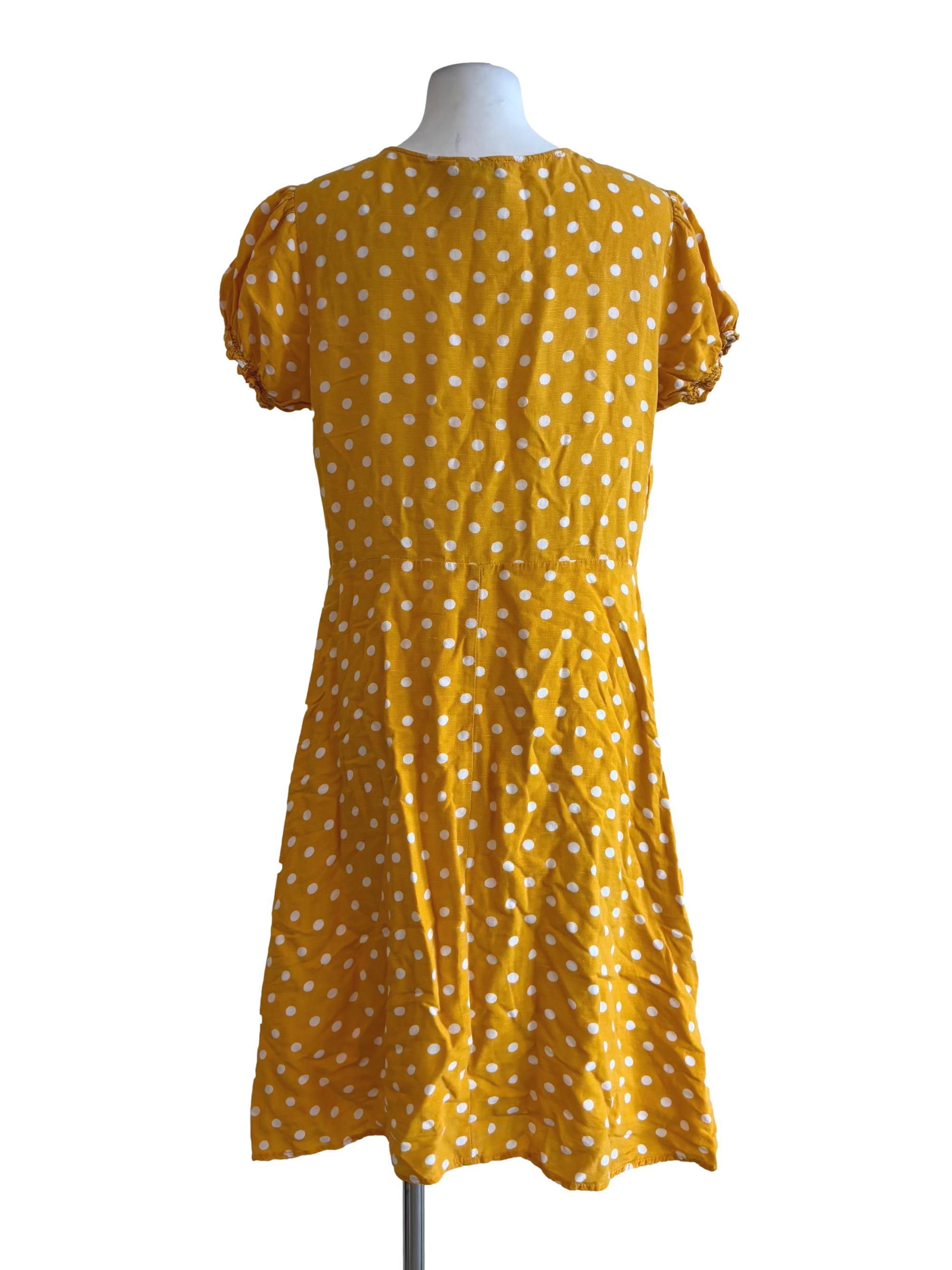 Marigold Yellow Polka Dot Button Dress