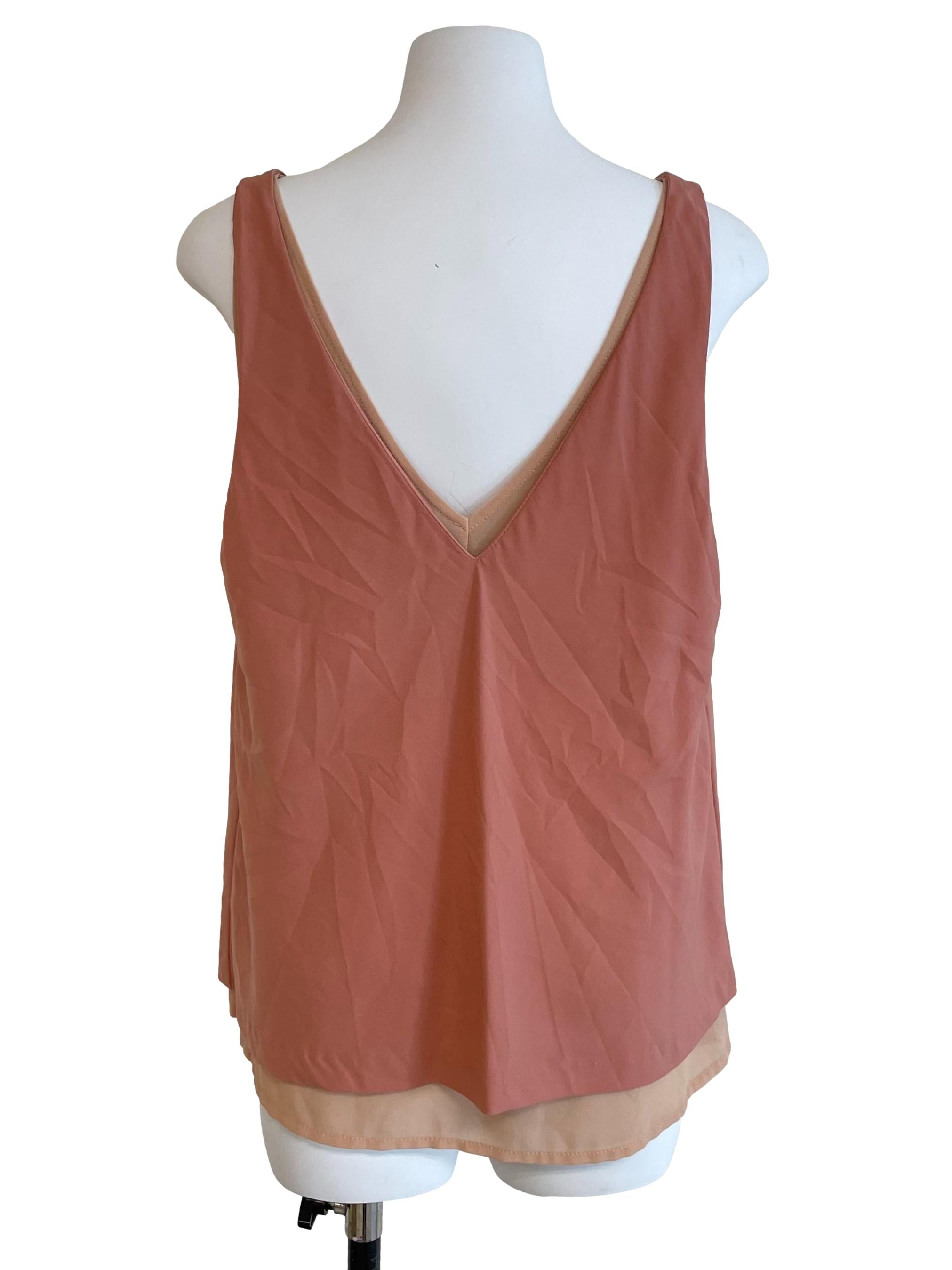 Cantaloupe V Neck Layered Tank