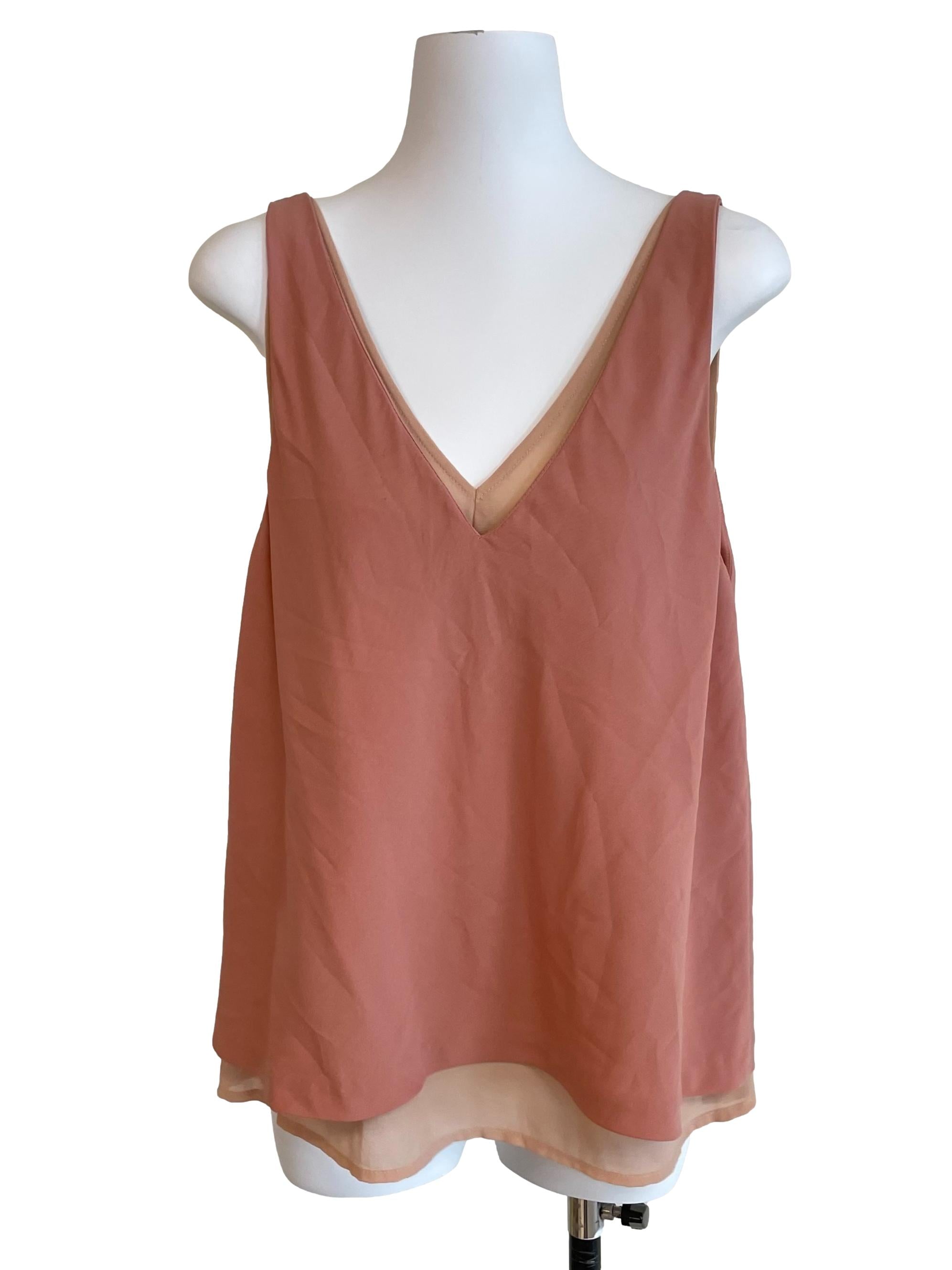 Cantaloupe V Neck Layered Tank